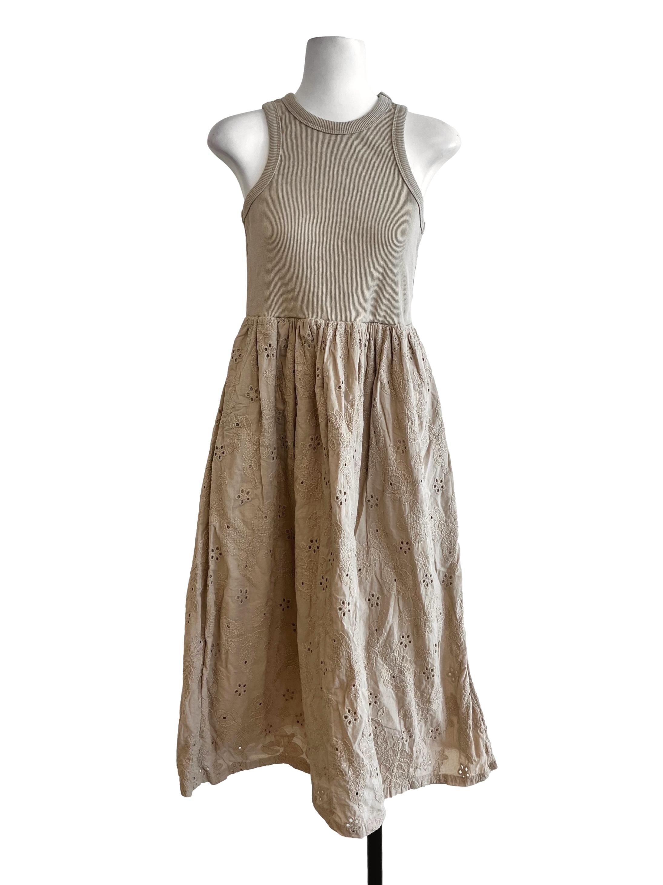 Cream Pattern Sleeveless Dress LB