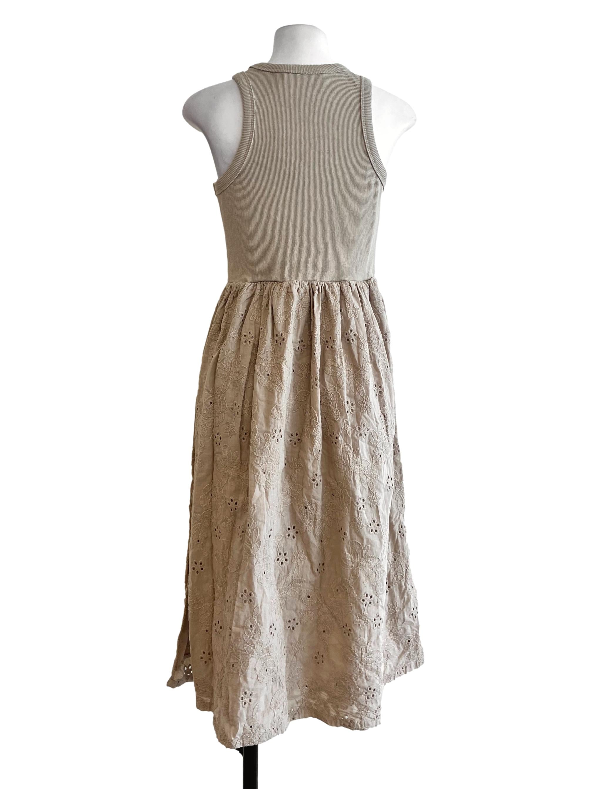 Cream Pattern Sleeveless Dress LB