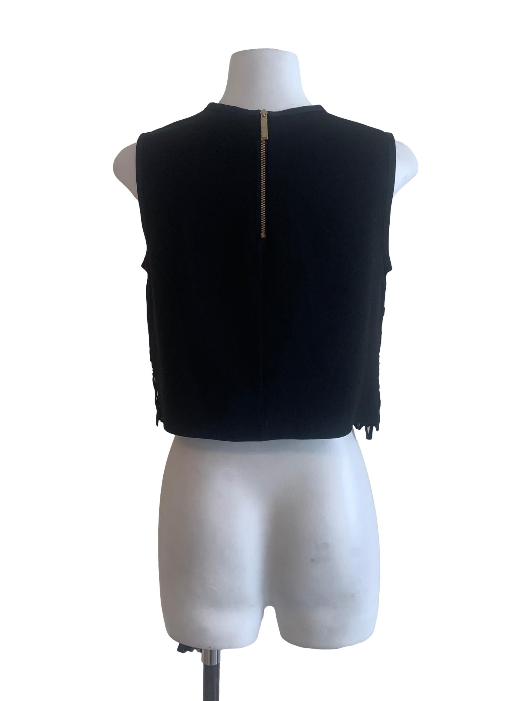 Beige Black Lace Pattern Top