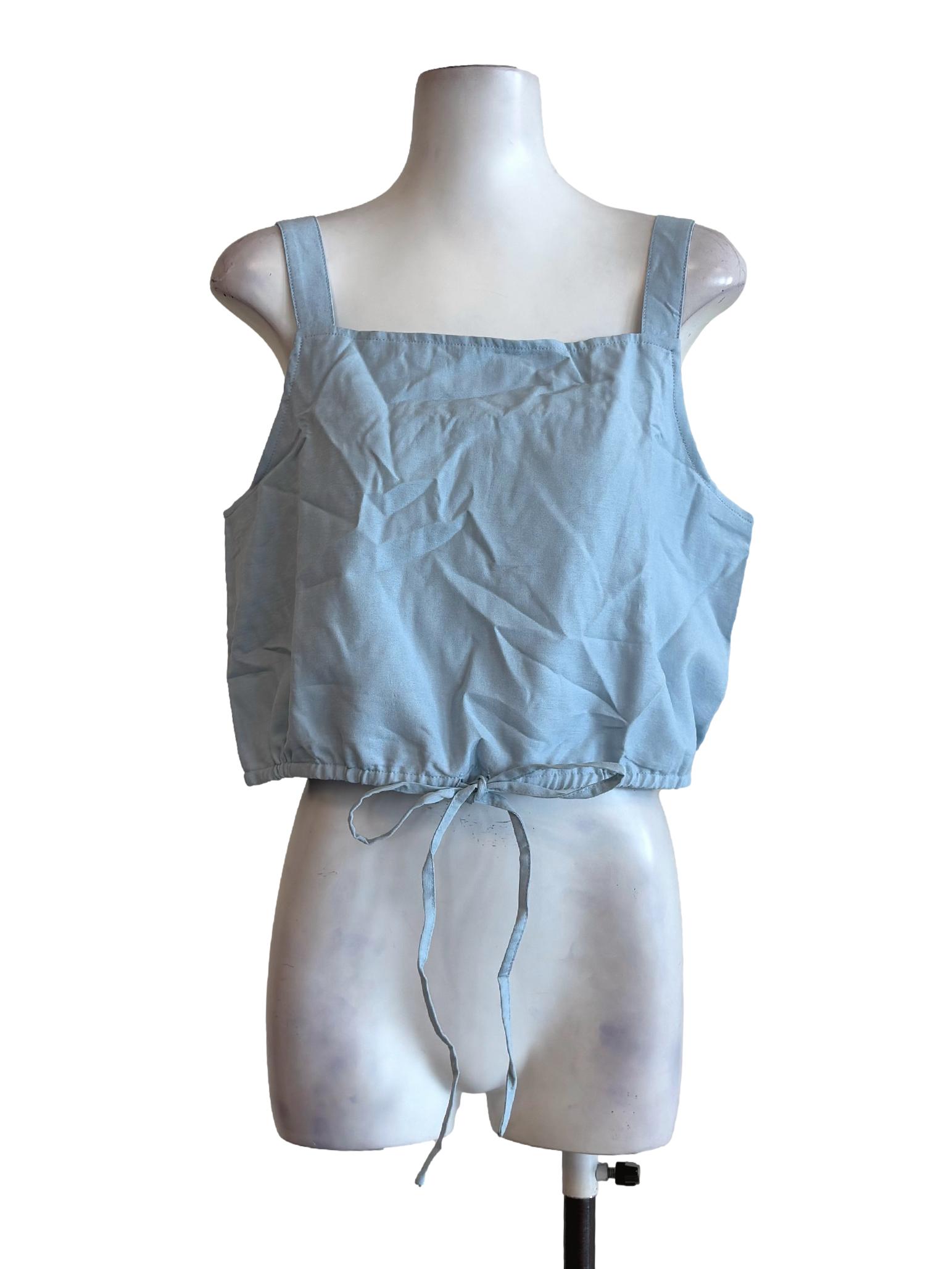 Baby Blue Drawstring Hem Crop Top TTR