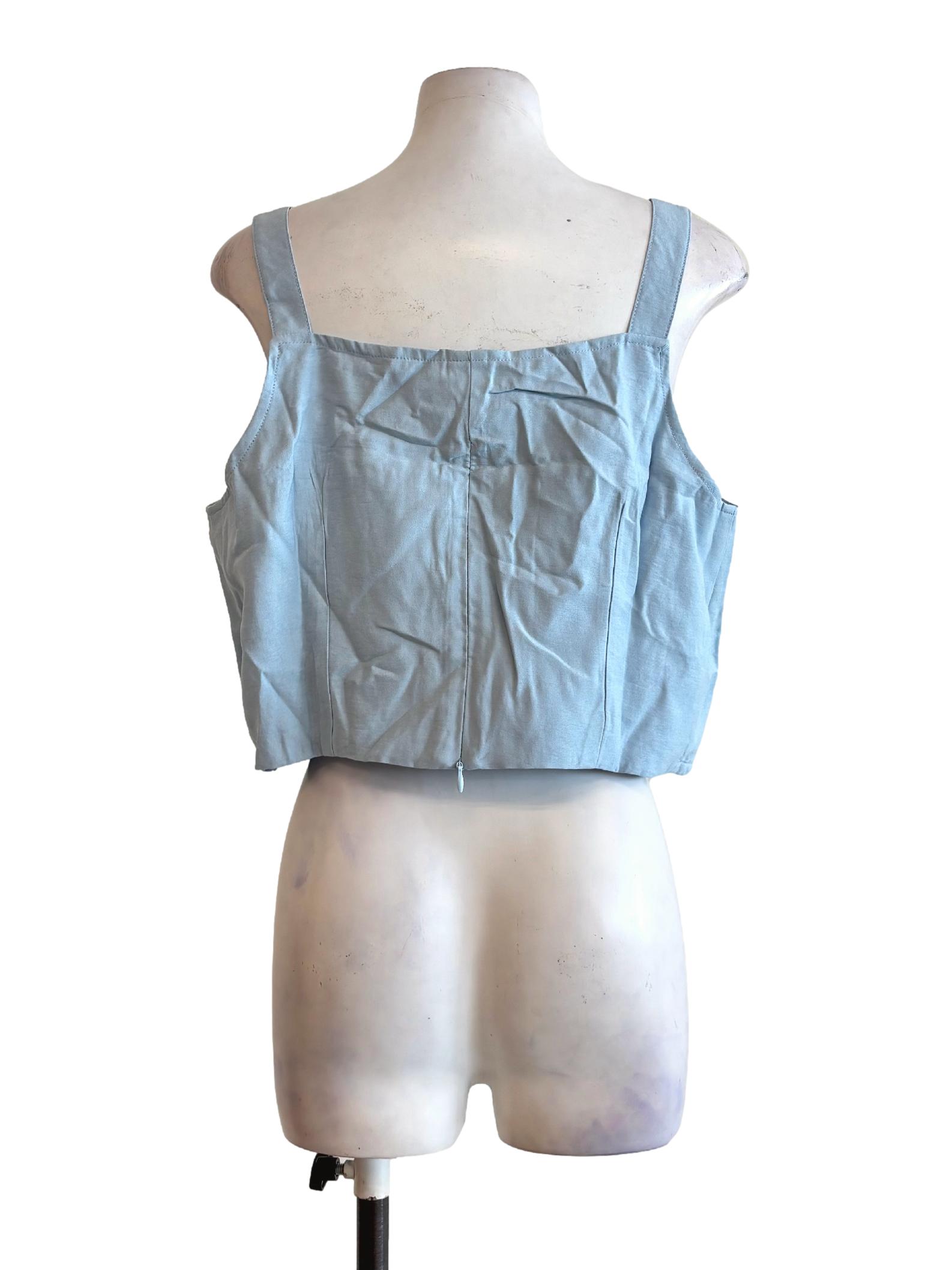 Baby Blue Drawstring Hem Crop Top TTR