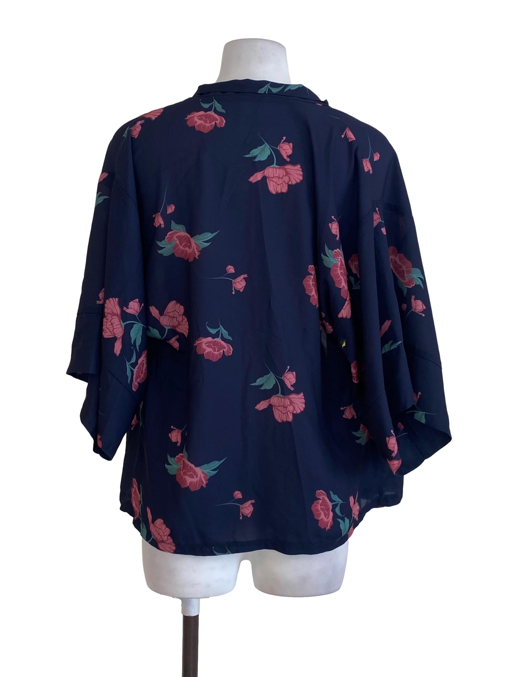 Navy Floral Kimono