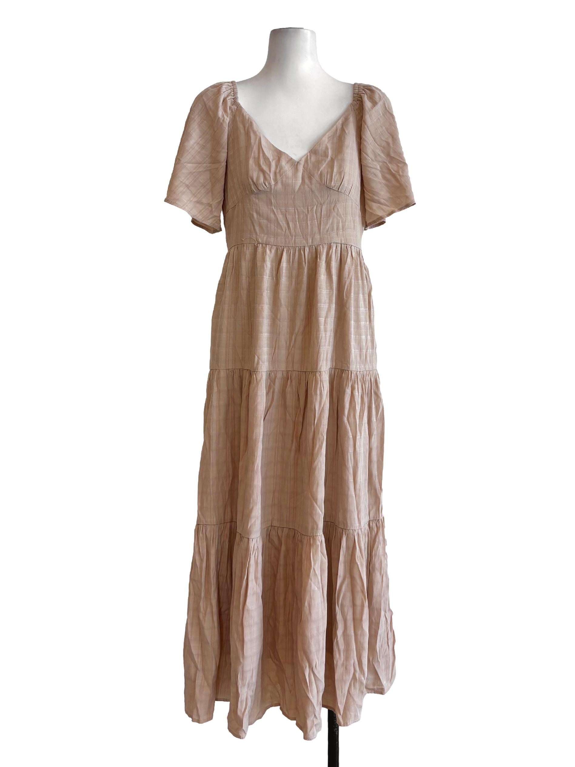 Almond Cotton Flowy Flare Dress