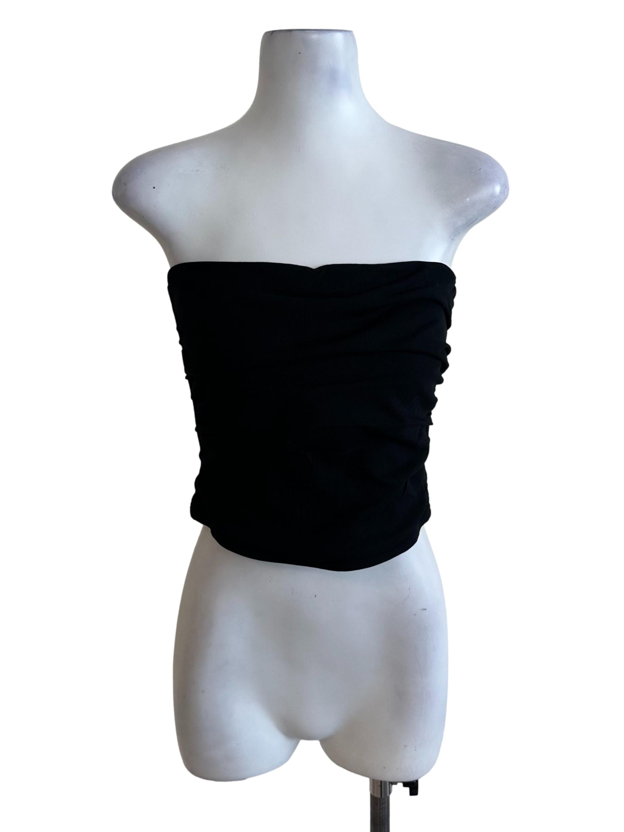 Raven Black Ruched Tube Top