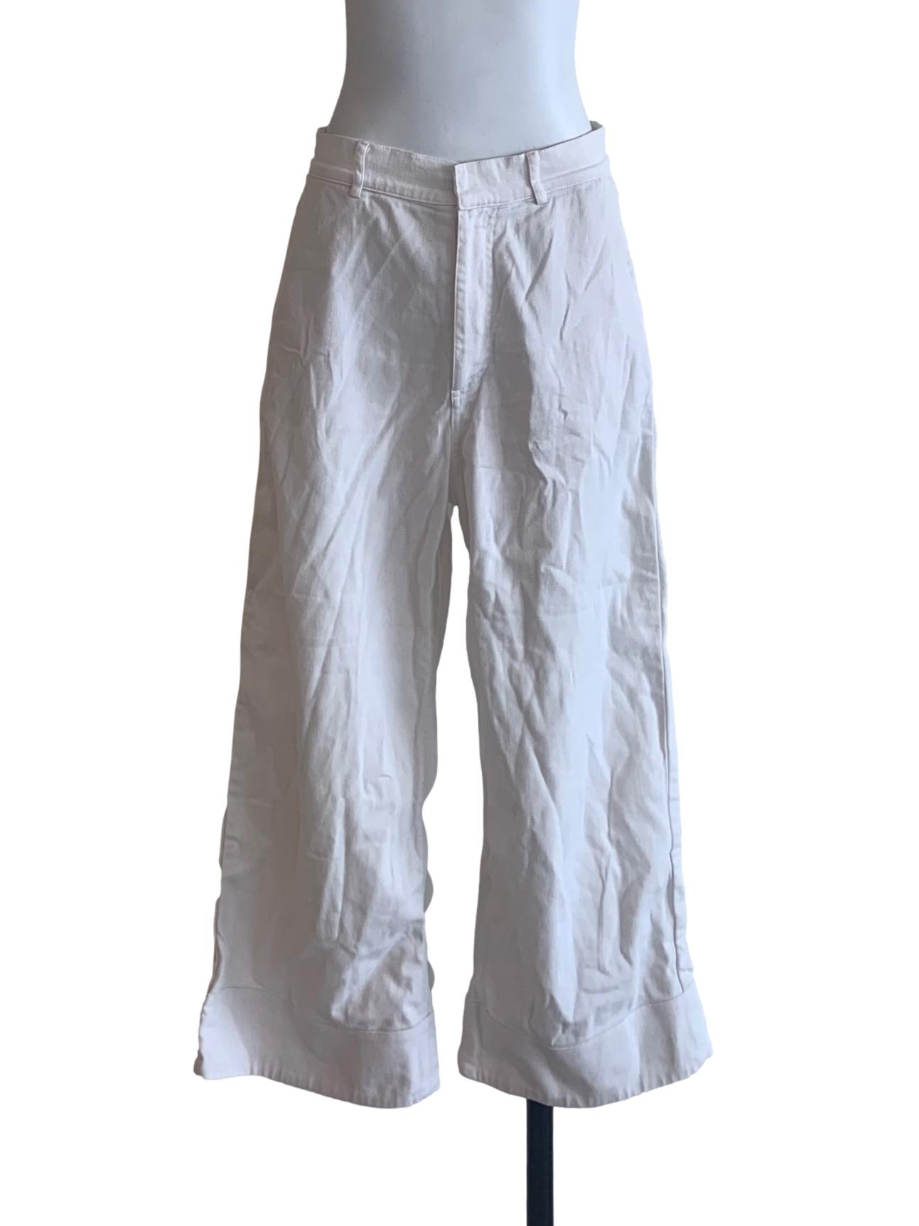 White Cotton Straight-Leg Pants OSN