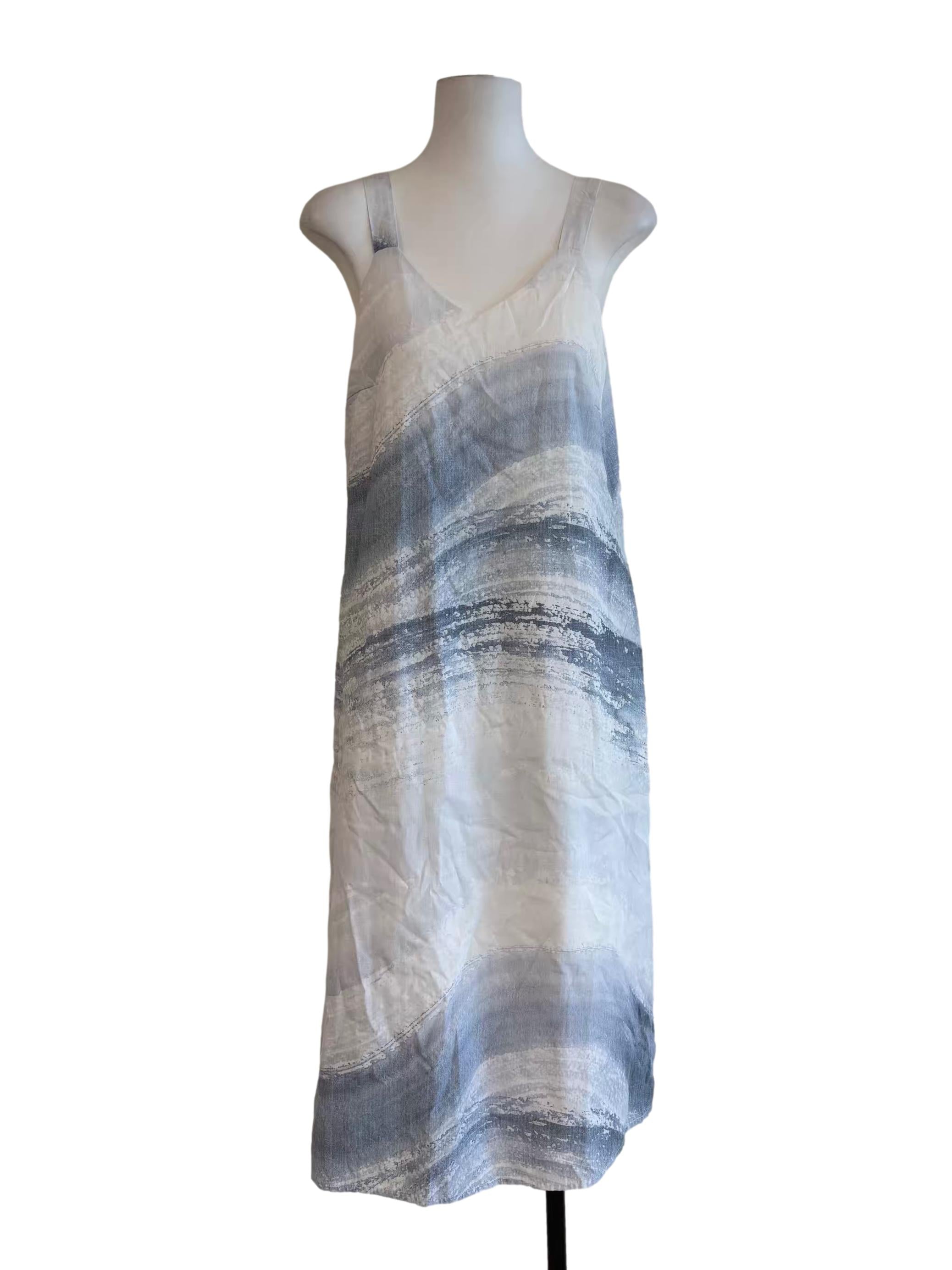 White Stone Blue Streak Patterned Shift Dress