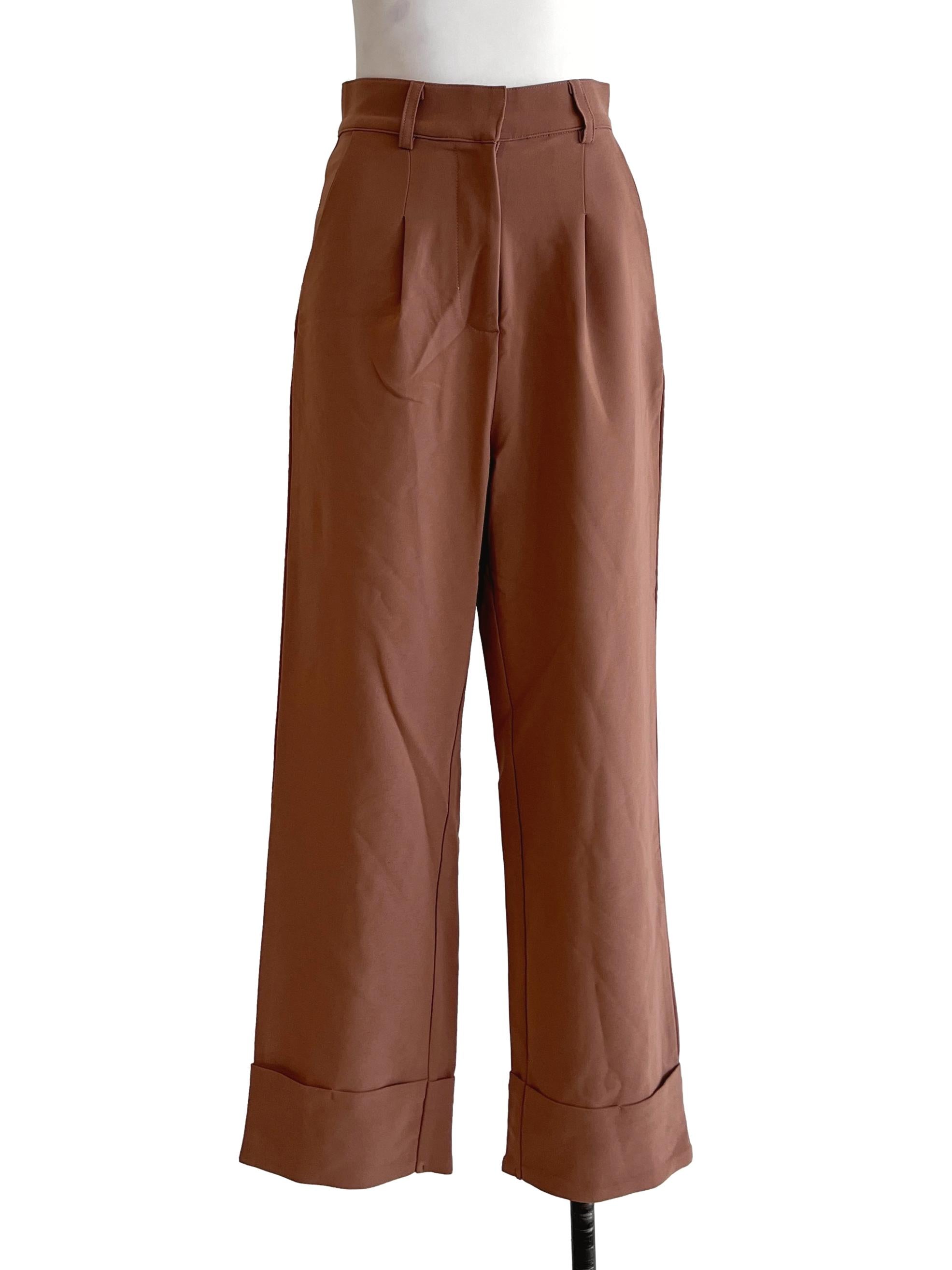 Tawny Brown Wide-Leg Pants