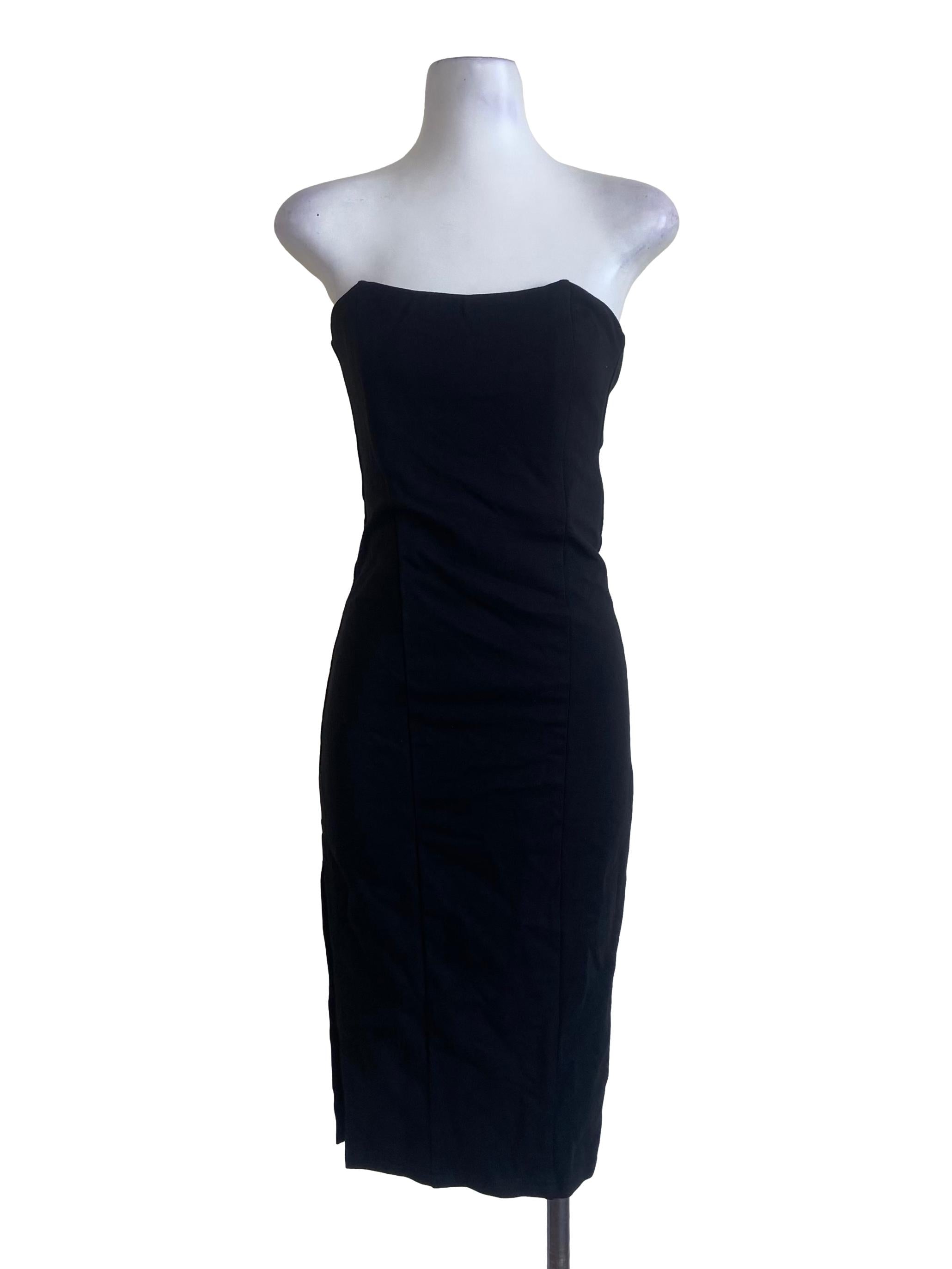 Black Strapless Twill Dress