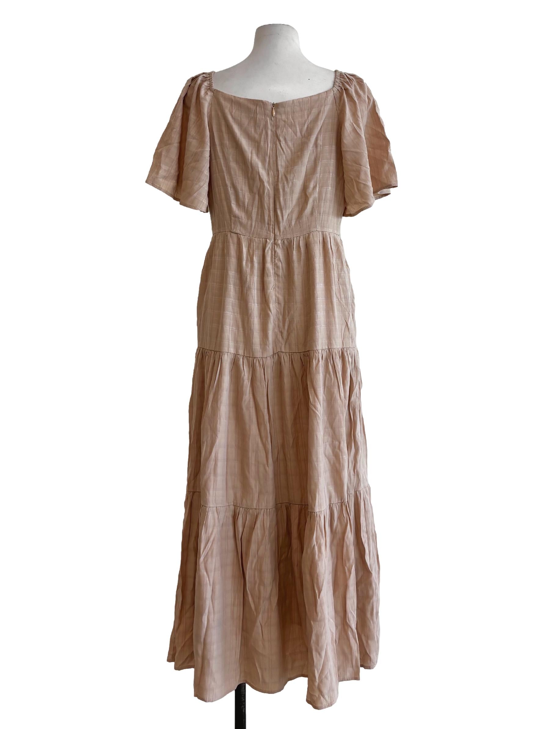 Almond Cotton Flowy Flare Dress