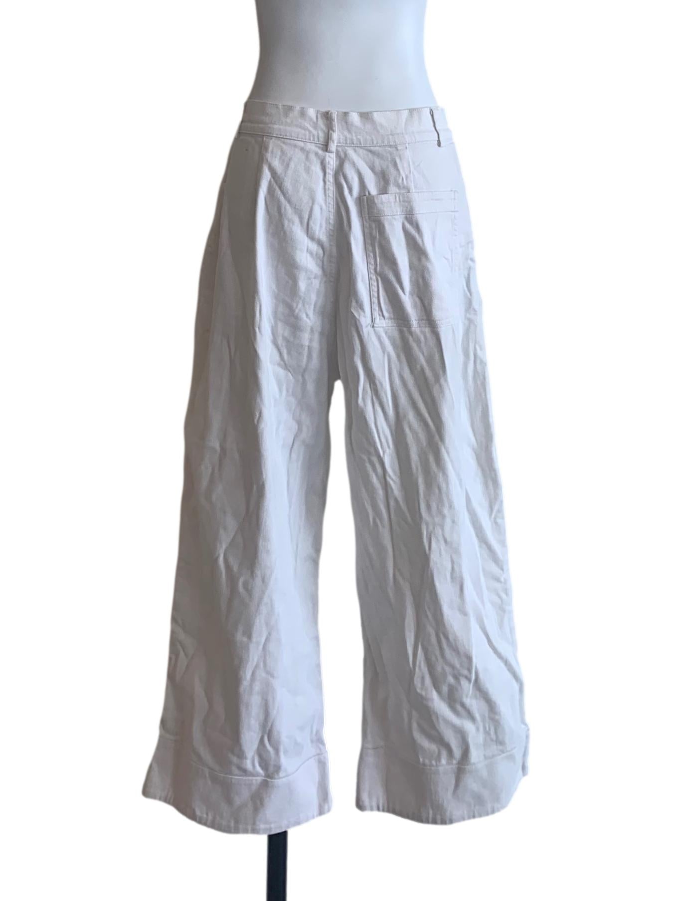 White Cotton Straight-Leg Pants OSN