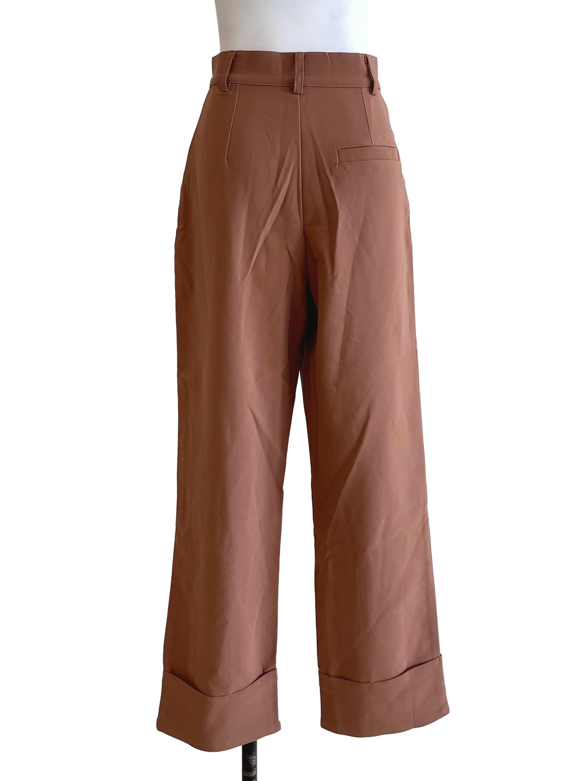 Tawny Brown Wide-Leg Pants