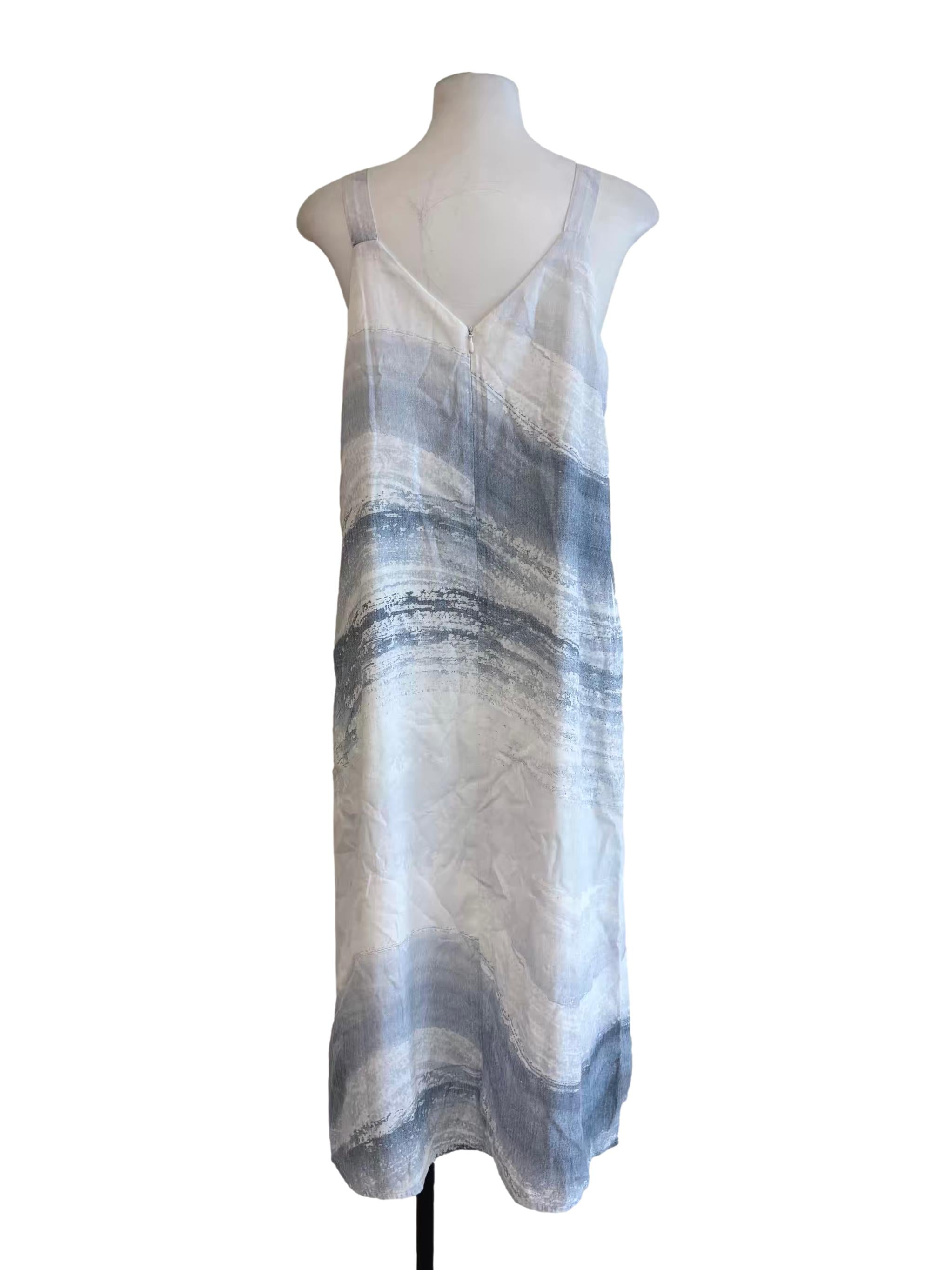 White Stone Blue Streak Patterned Shift Dress