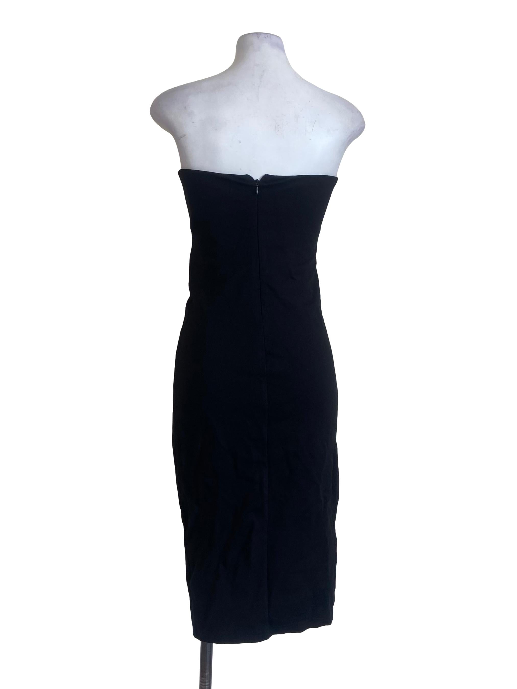 Black Strapless Twill Dress