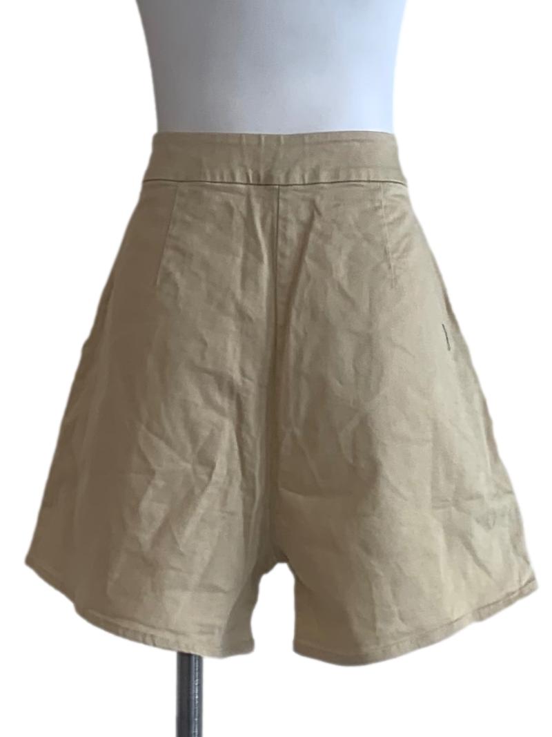 Khaki Cotton High-Waisted Shorts OSN