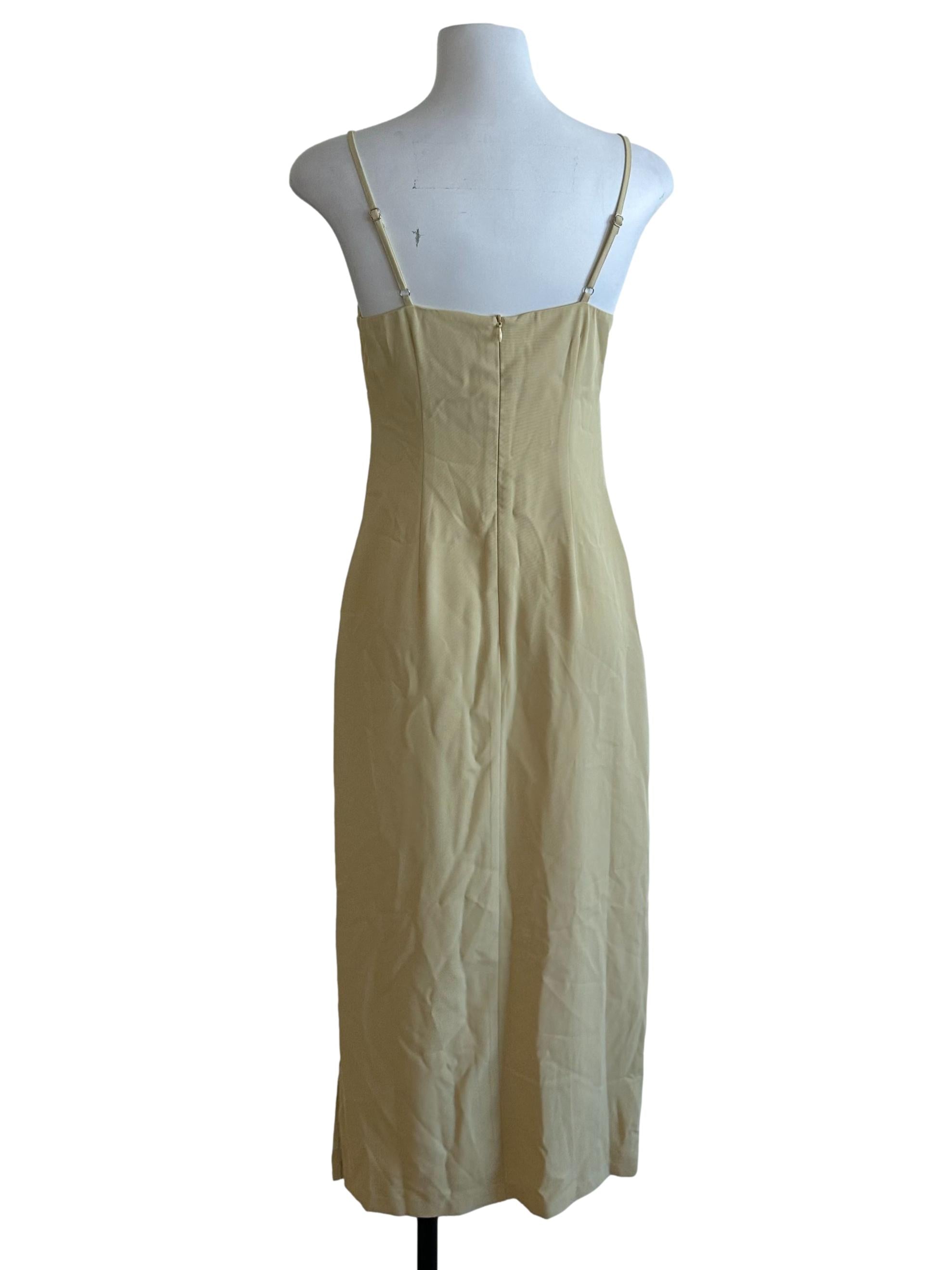 Dusty Yellow Spaghetti Strap Slit Dress