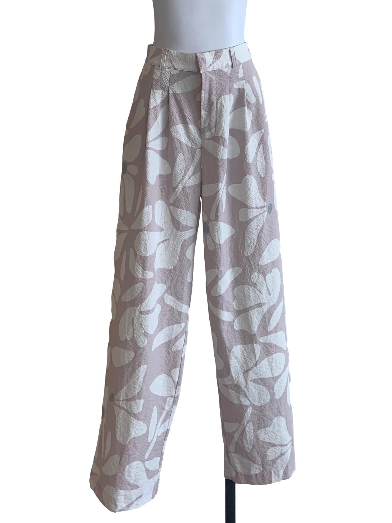 Heather Purple Floral Pattern Pants