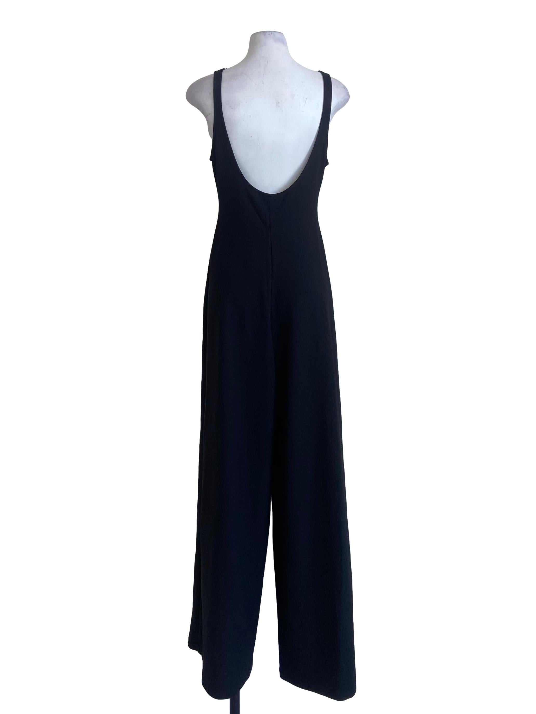 Black Sleeveless Twill Long Jumpsuit