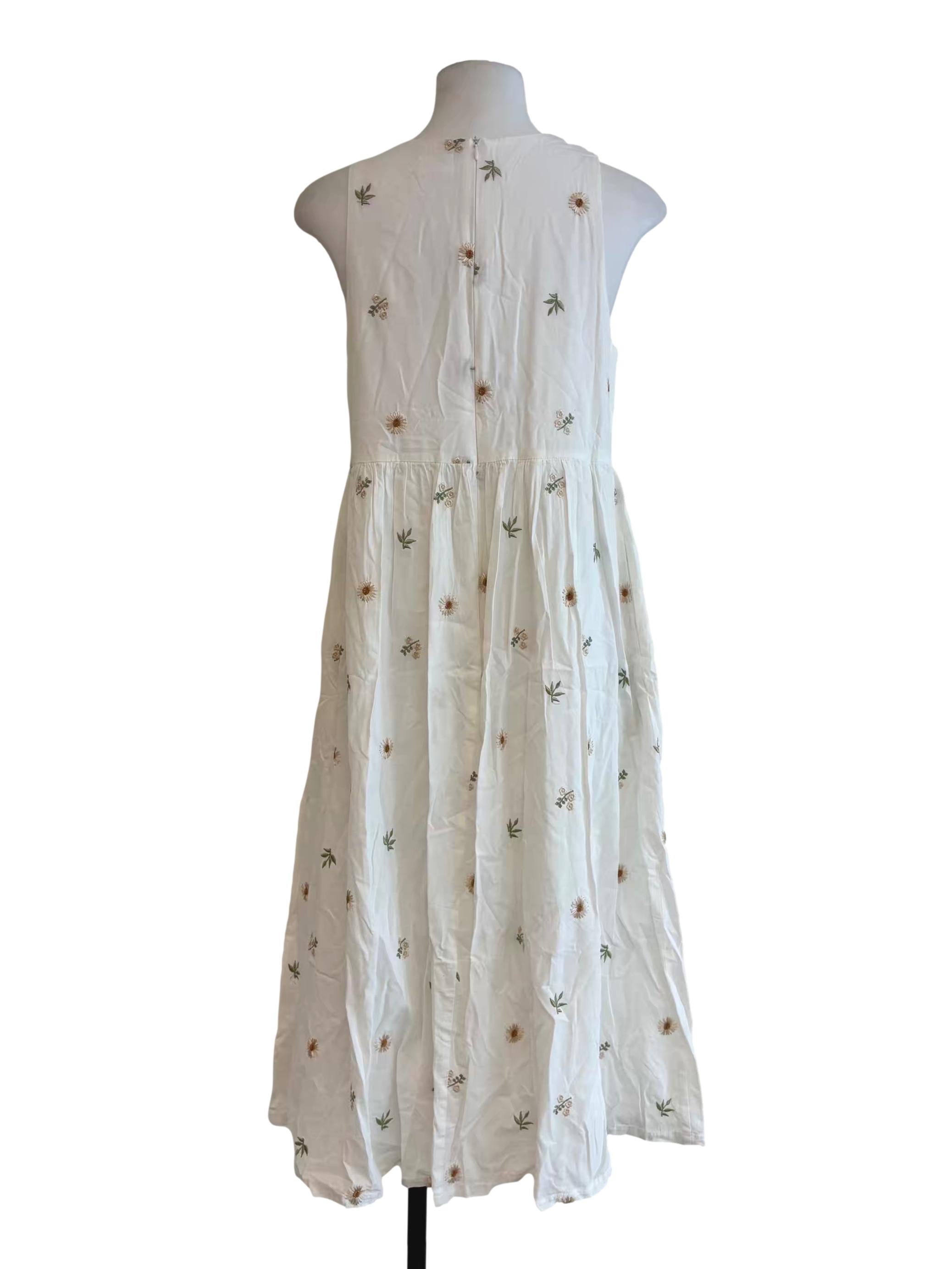 Daisy White Embroidered Cotton Dress