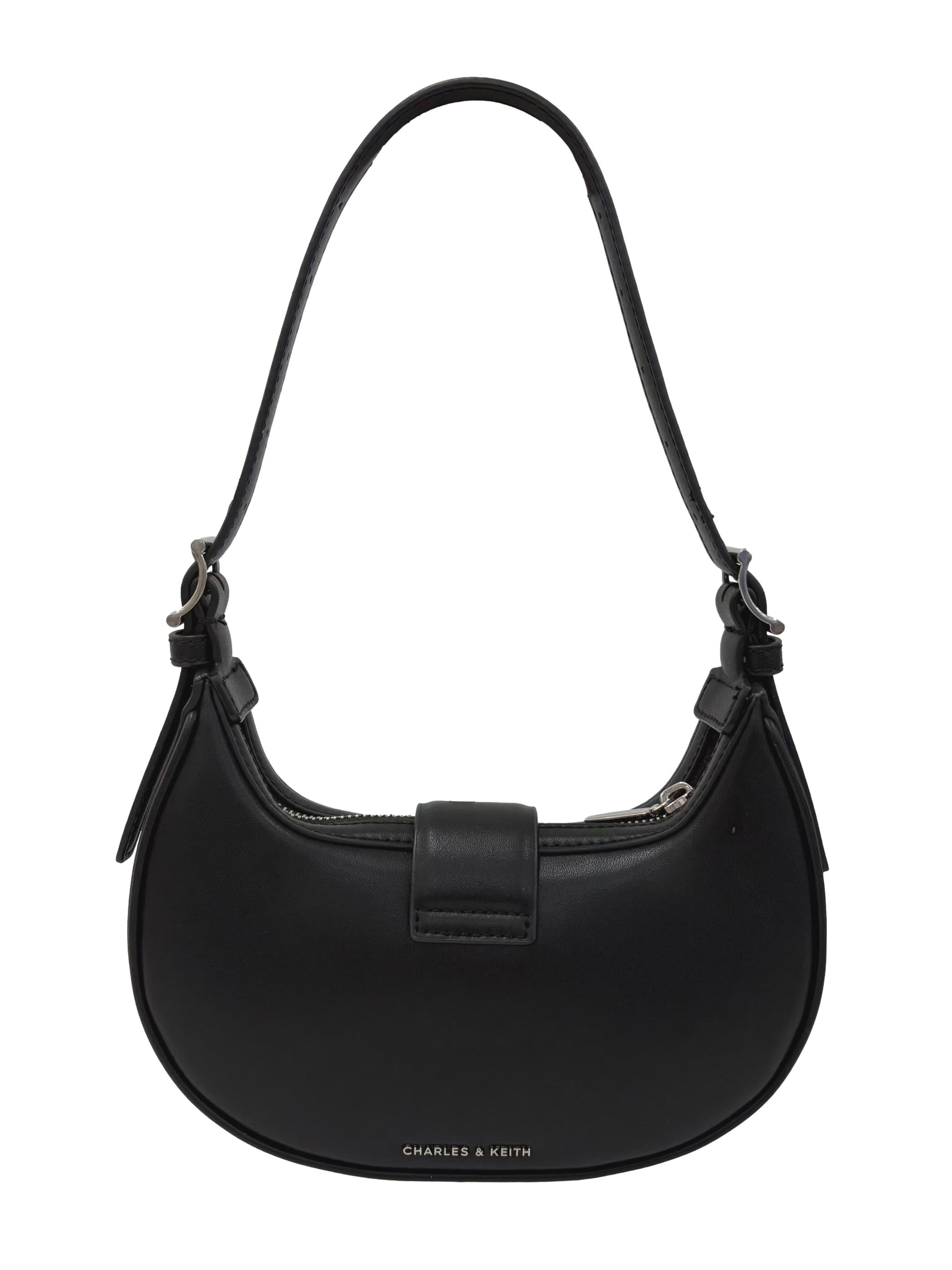 Black Trice Metallic Accent Belted Shoulder Bag
