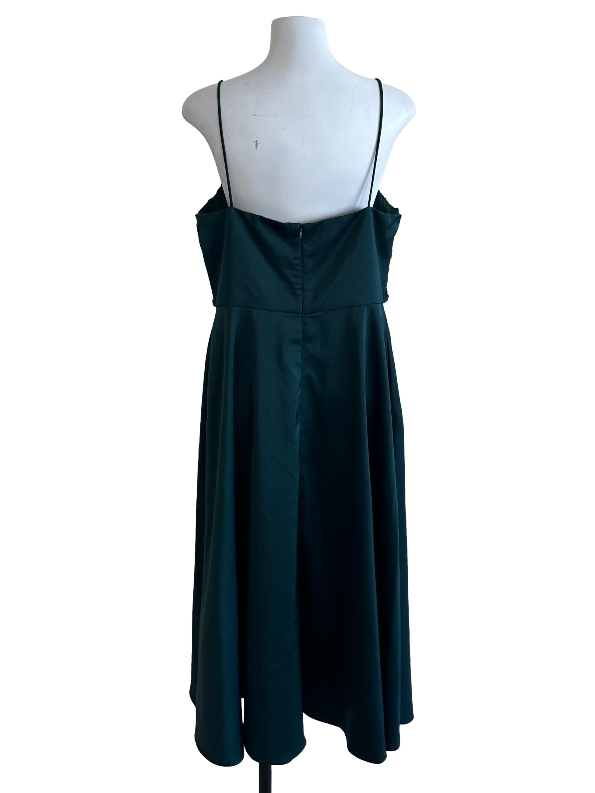 Teal Green Pleated Knot Dress