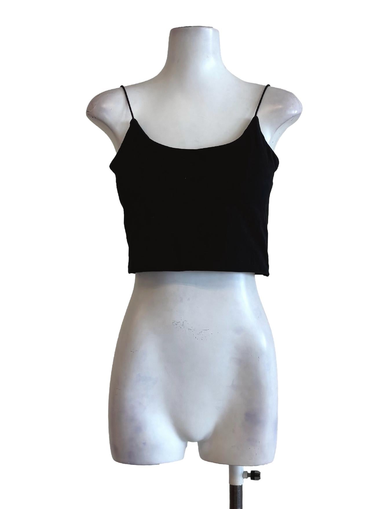 Night Black Spaghetti Strap Crop Top