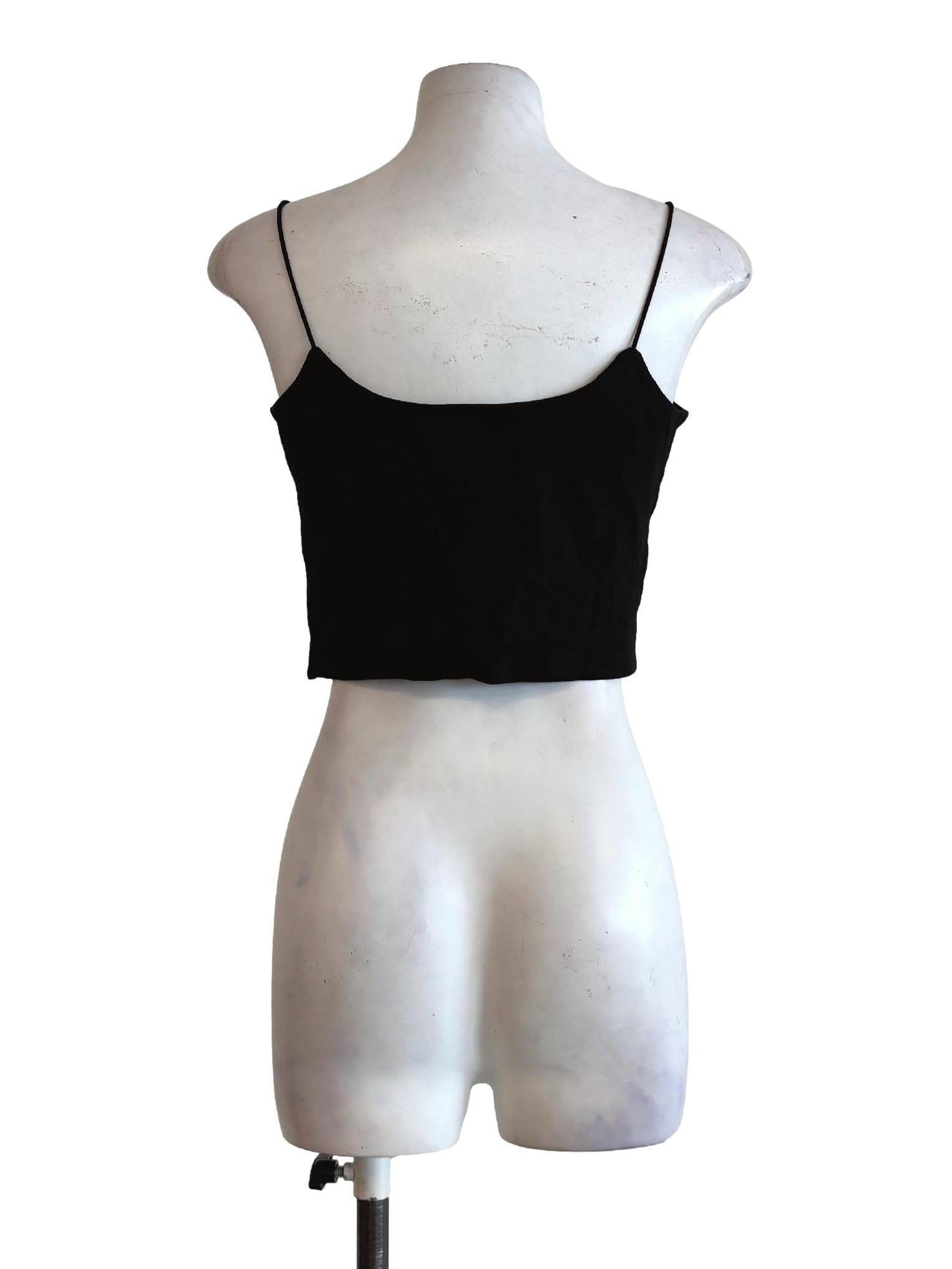 Night Black Spaghetti Strap Crop Top
