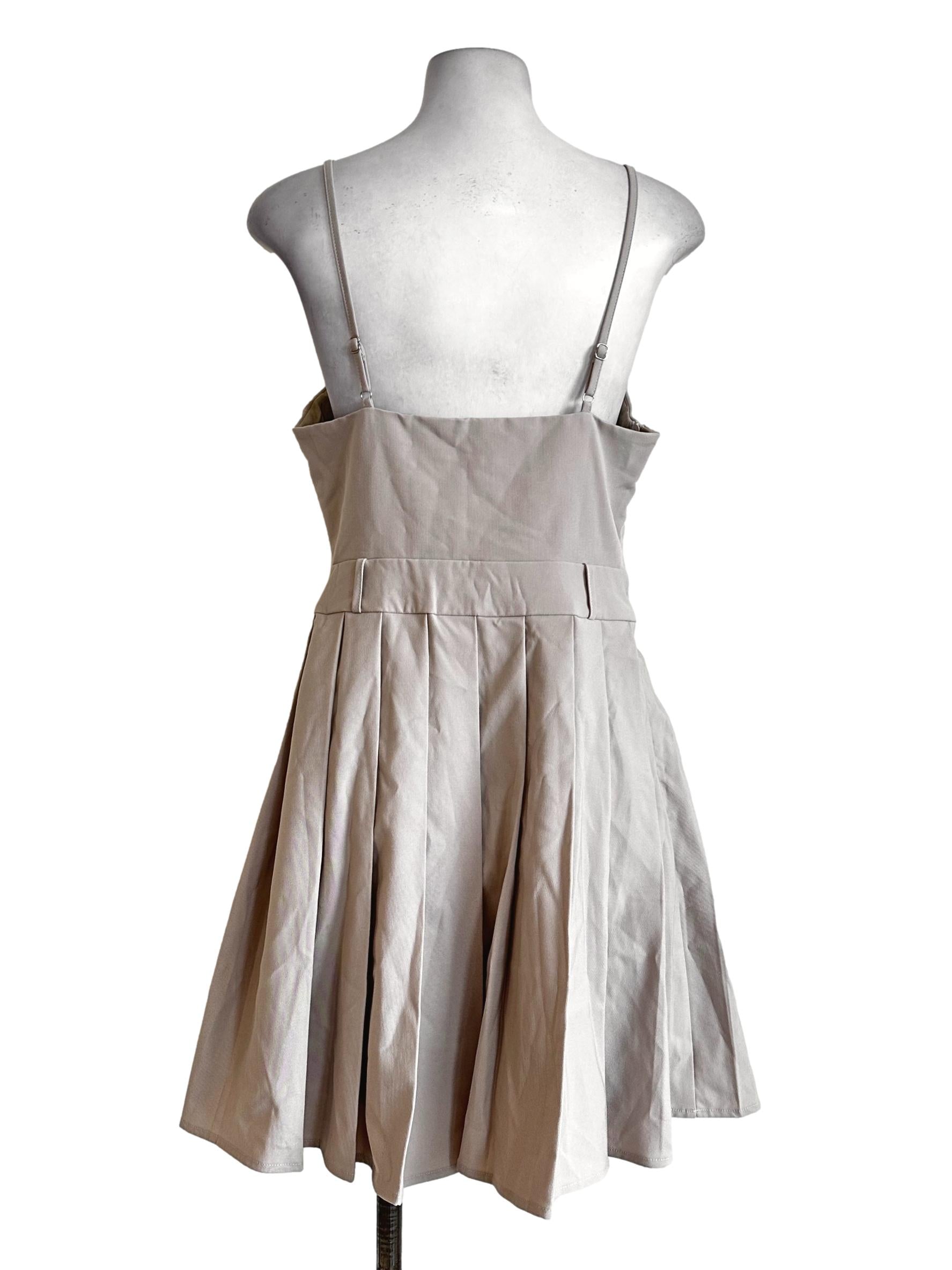 Beige Non Padded Mini Dress