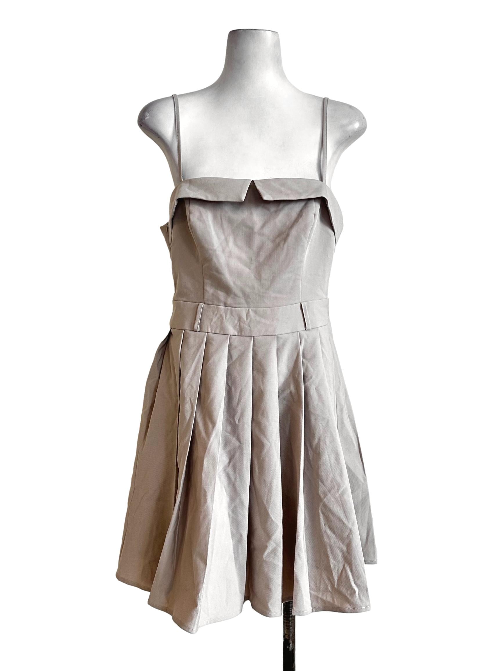 Beige Non Padded Mini Dress