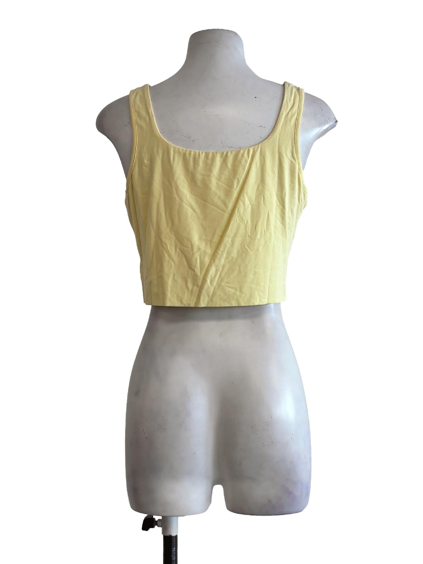 Cream Yellow Square Neck Crop Tank Top