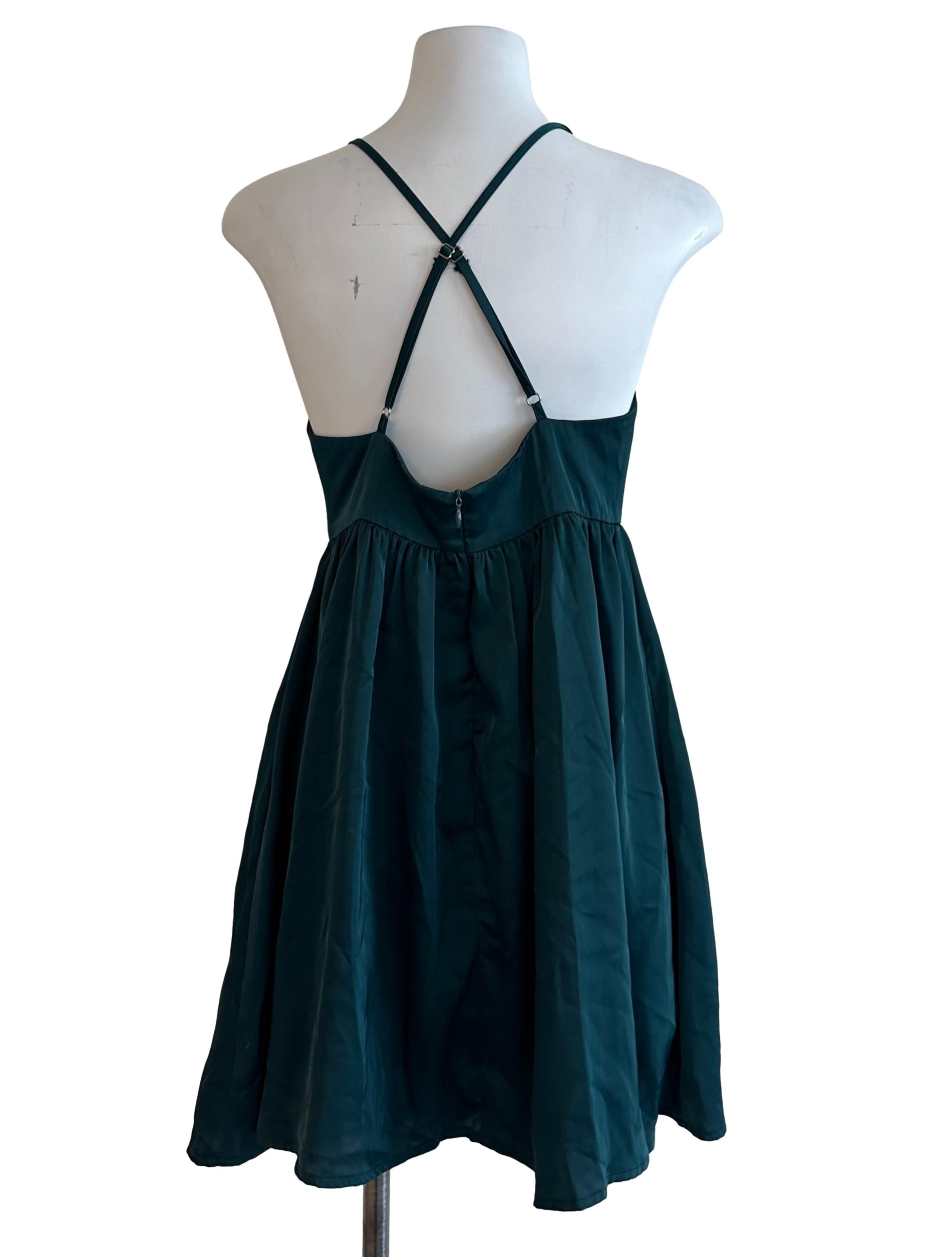 Teal Blue V Neck Babydoll Dress