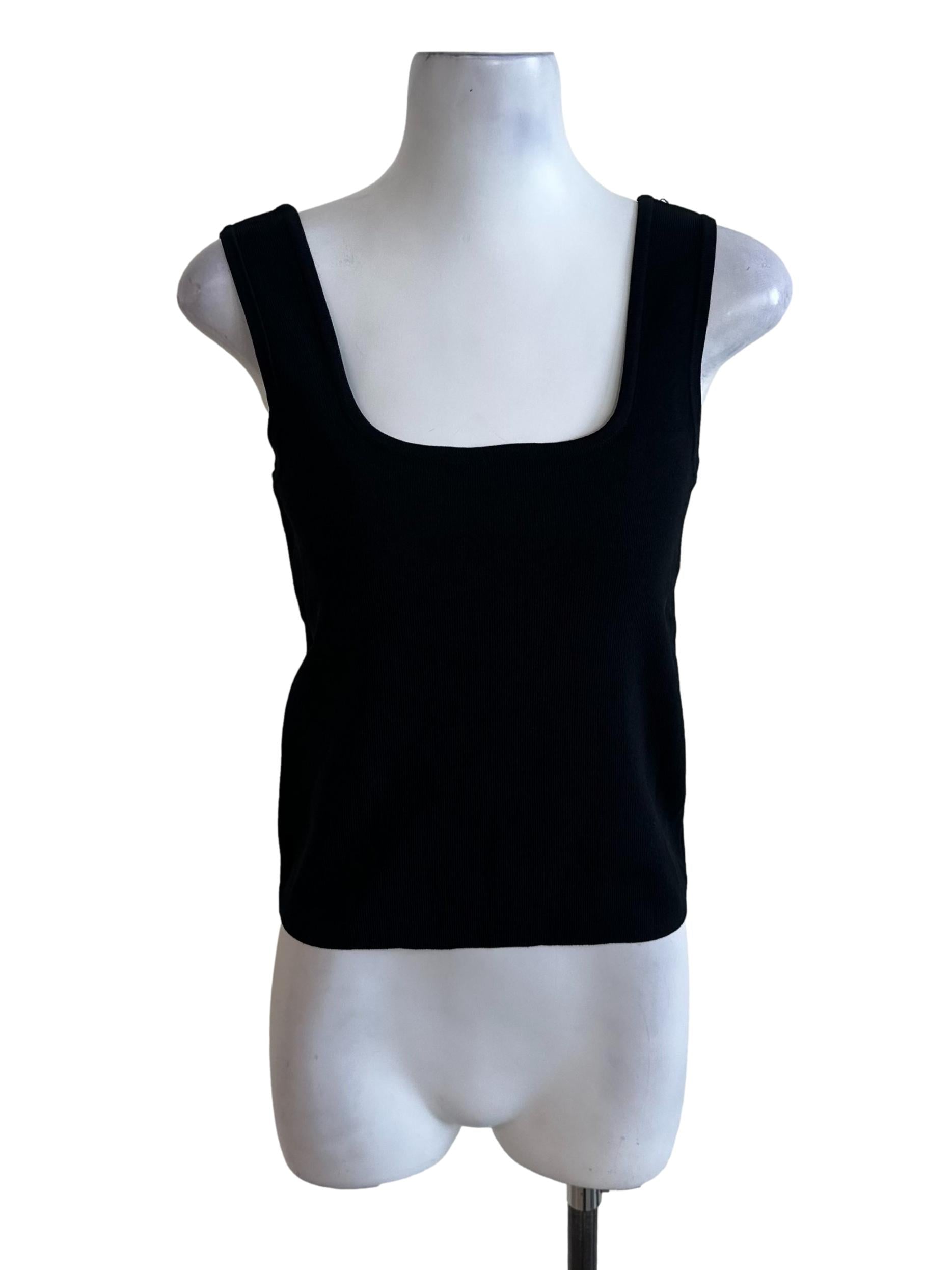 Rich Black Square Neck Knit Top