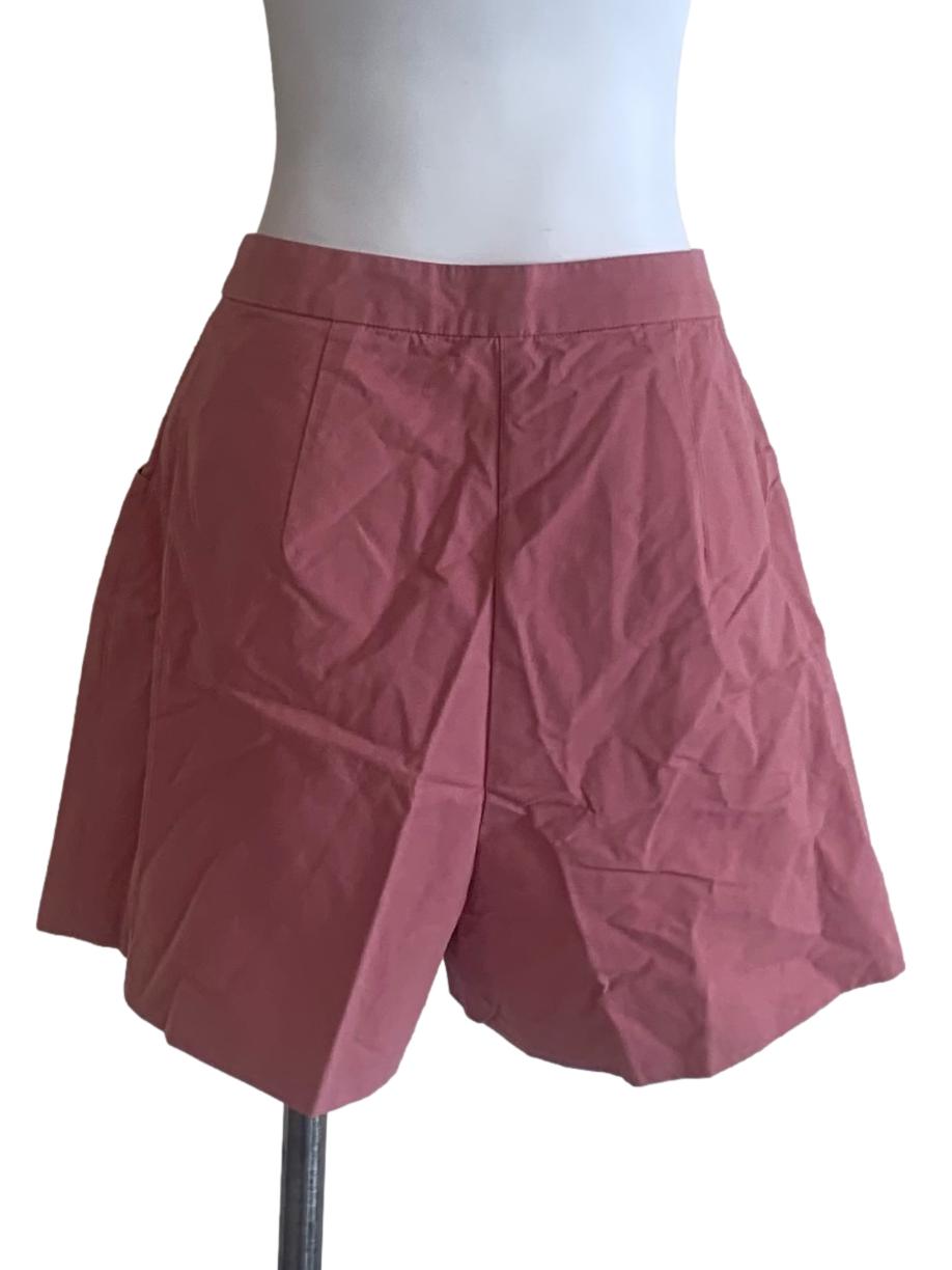 Pink Cotton Pleat High-Waisted Shorts OSN