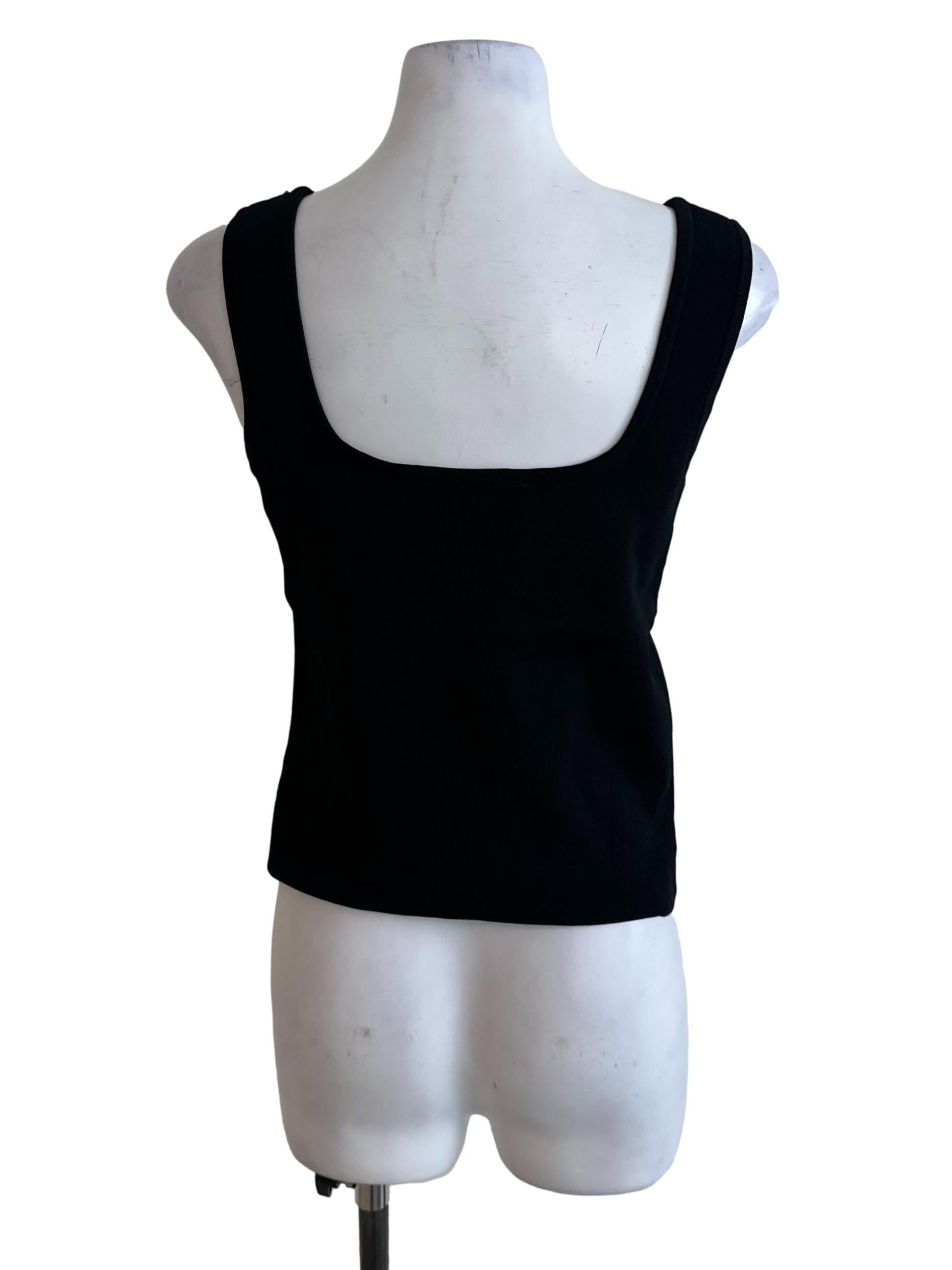 Rich Black Square Neck Knit Top
