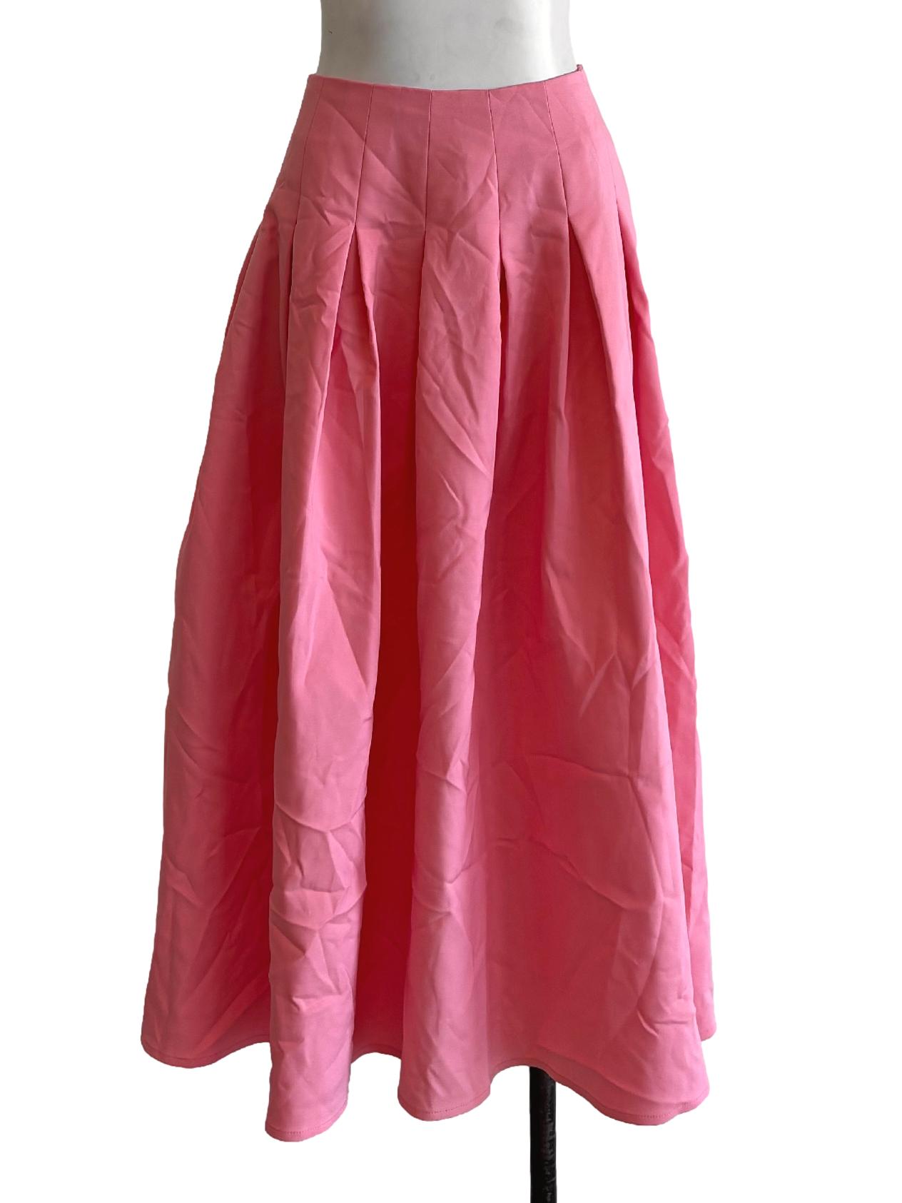 Watermelon Pink Cotton A-Line Skirt LB