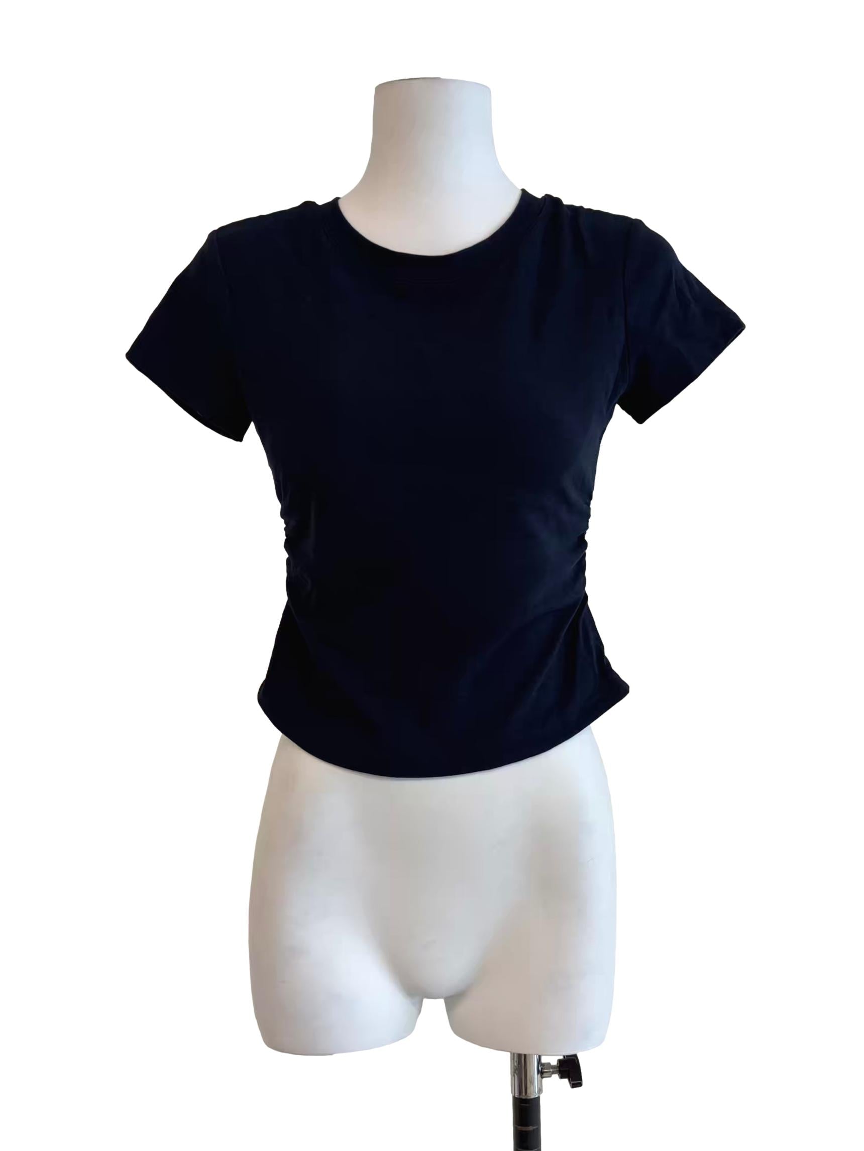 Midnight Blue Short Sleeve Fitted Top