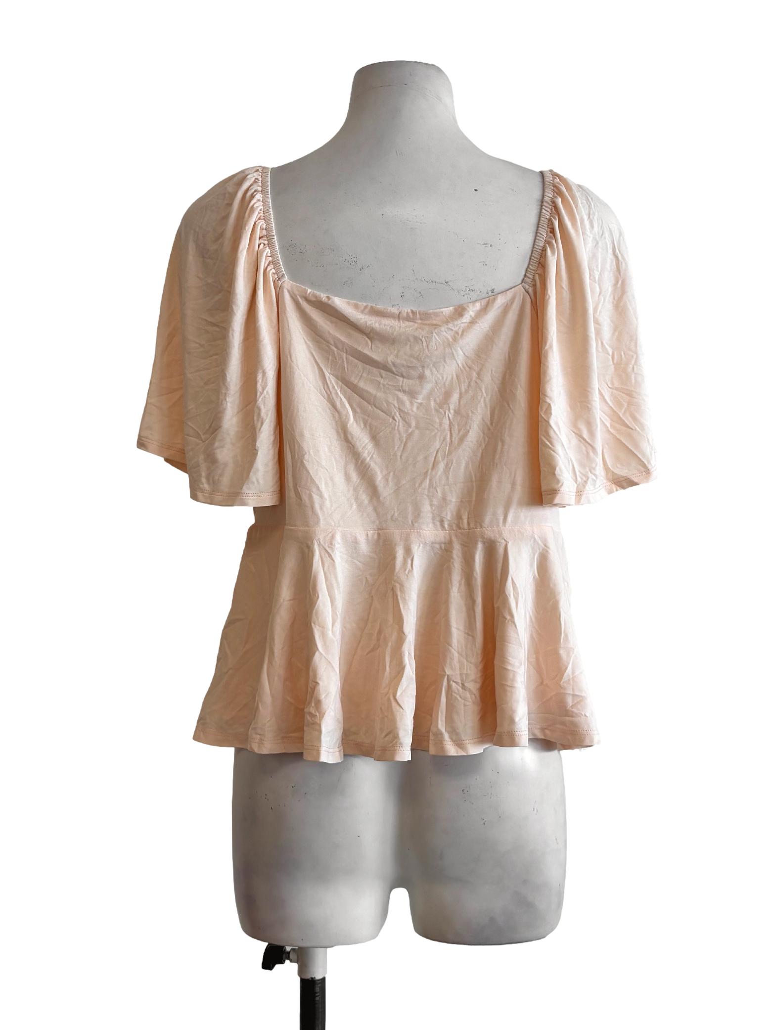 Peach Front Tie Peplum Top