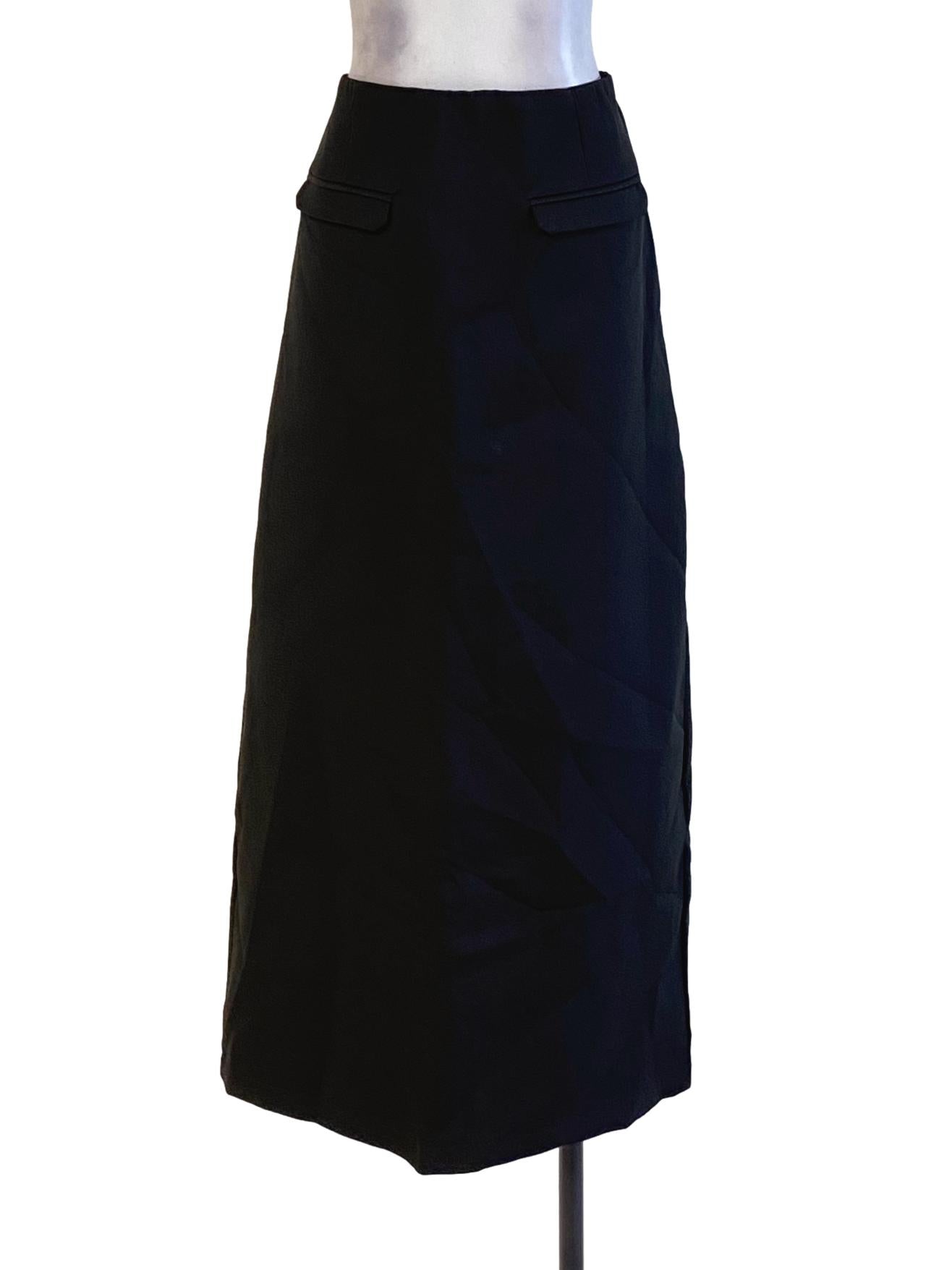 Ebony Black A-Line Long Back Slit Skirt