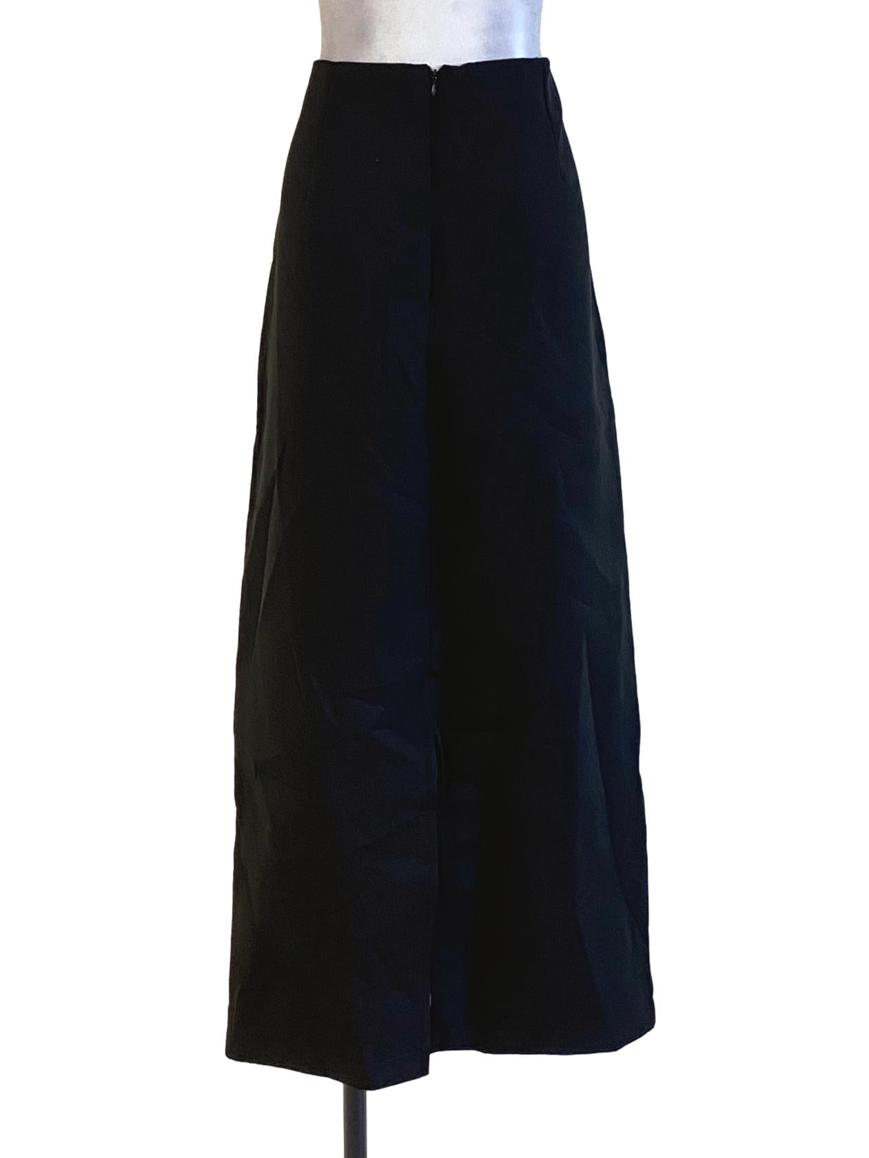 Ebony Black A-Line Long Back Slit Skirt