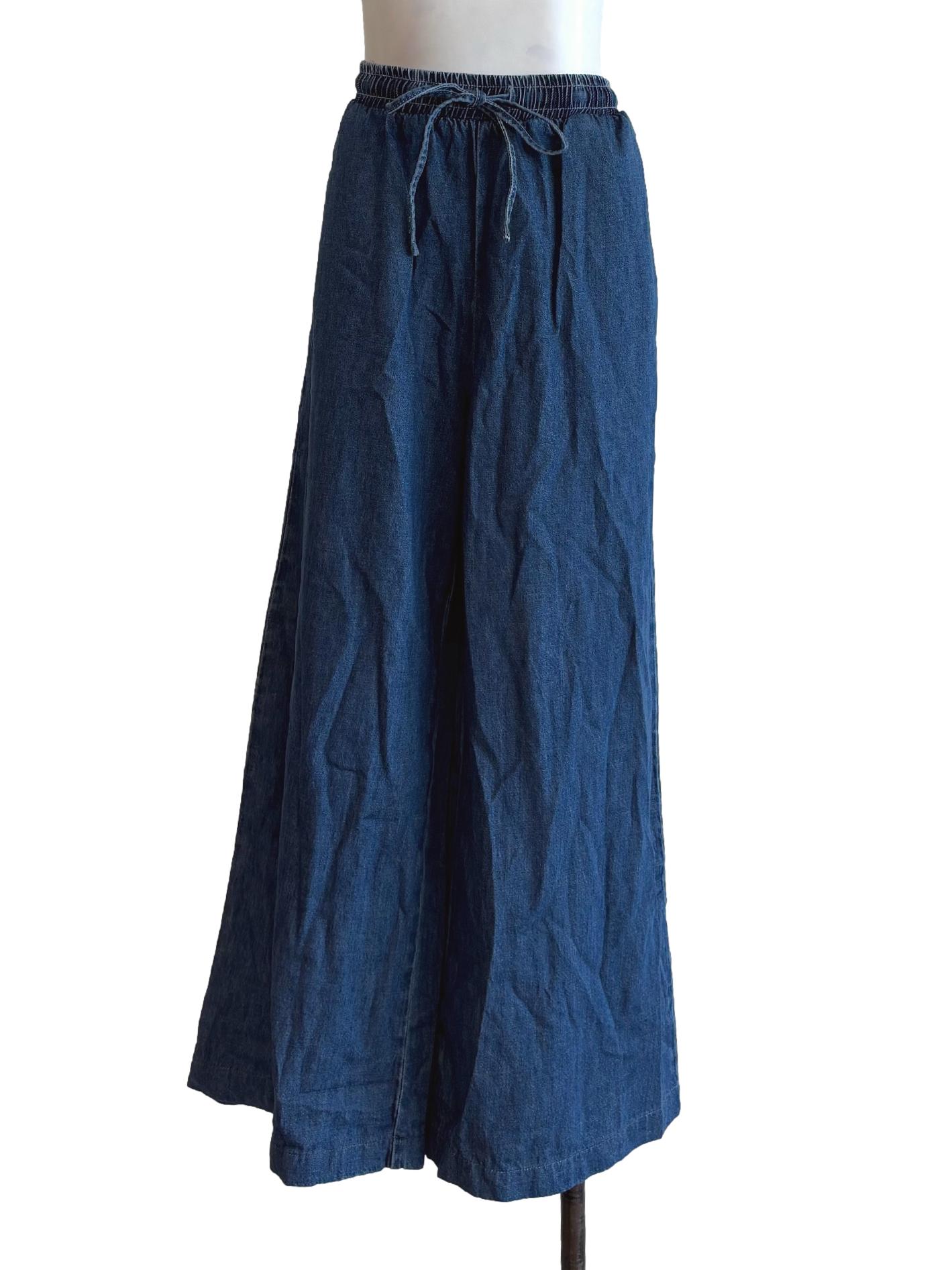 Blue Denim Wide Leg Pants