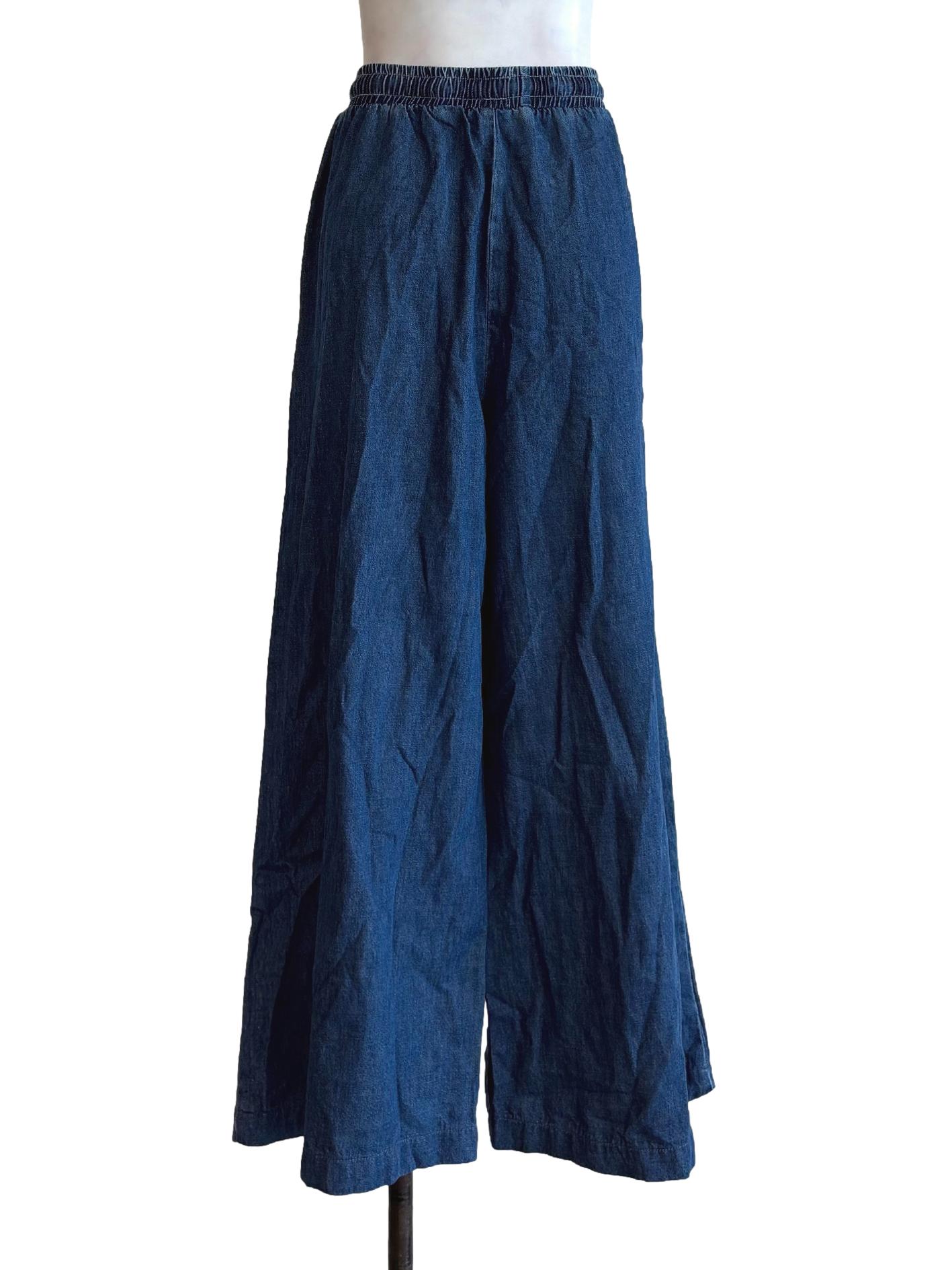 Blue Denim Wide Leg Pants