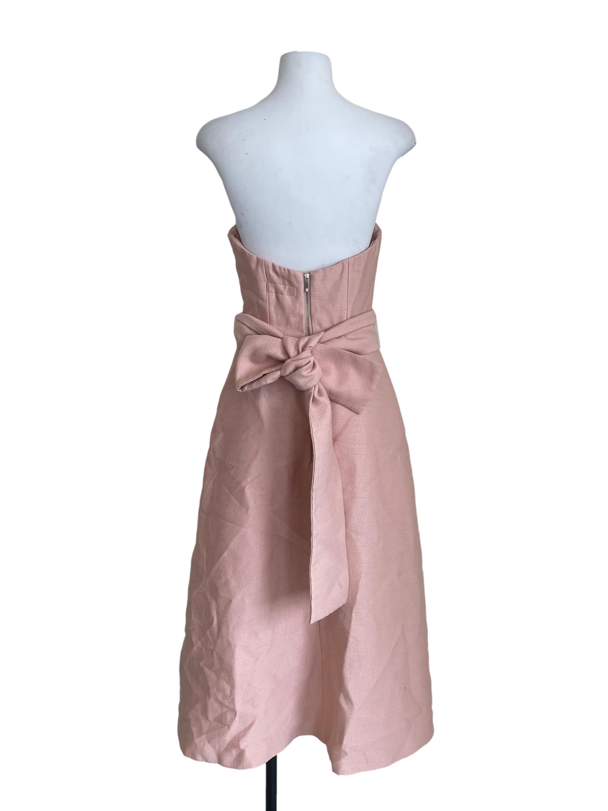 Peach Pink Strapless Overlay Dress