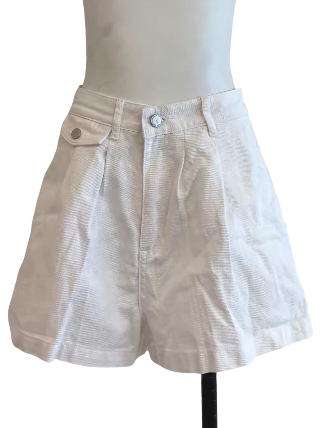 Powder White Denim Shorts