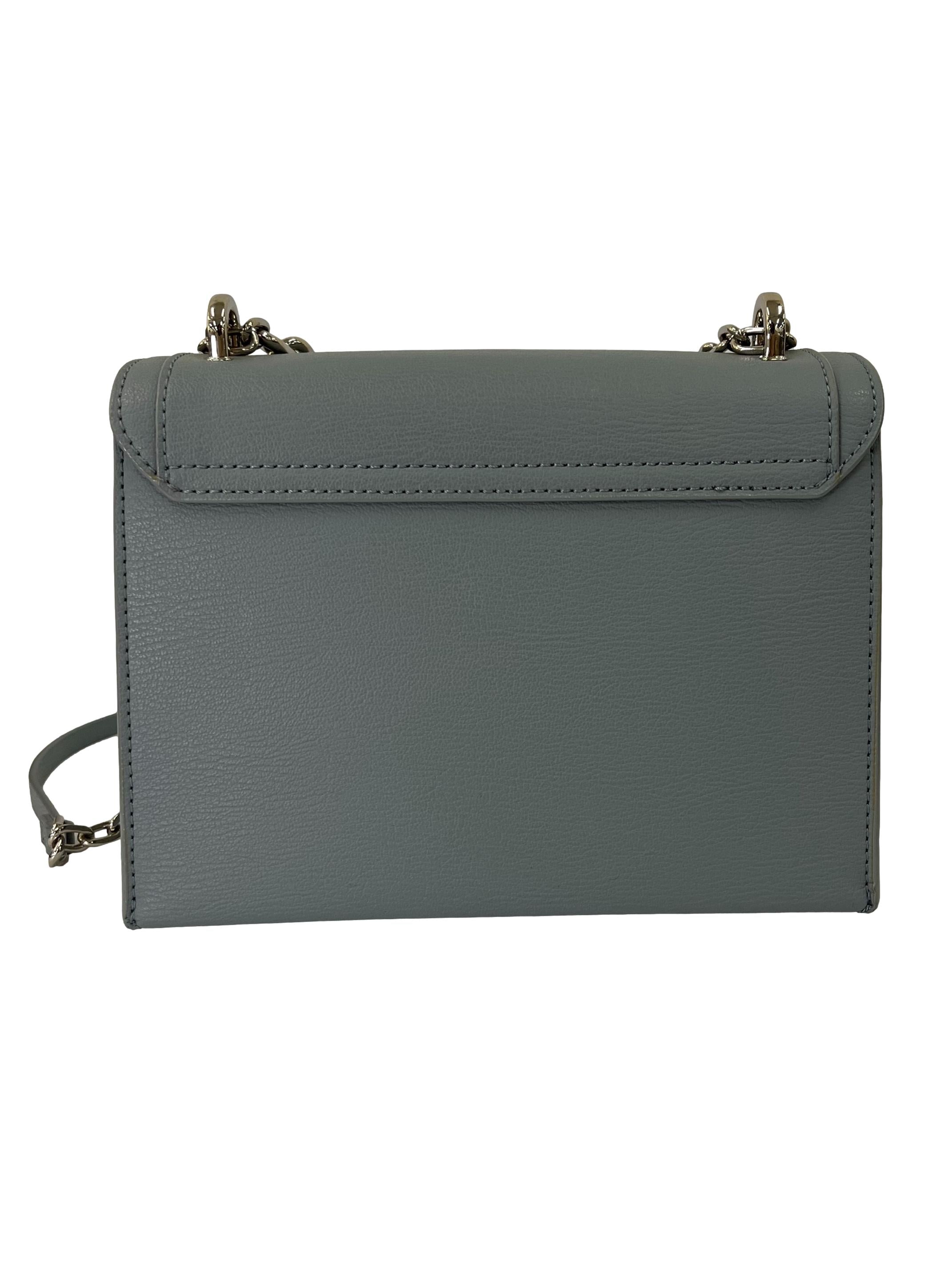 Blue PU Leather Front Flap Chain Handle Crossbody Bag CSN