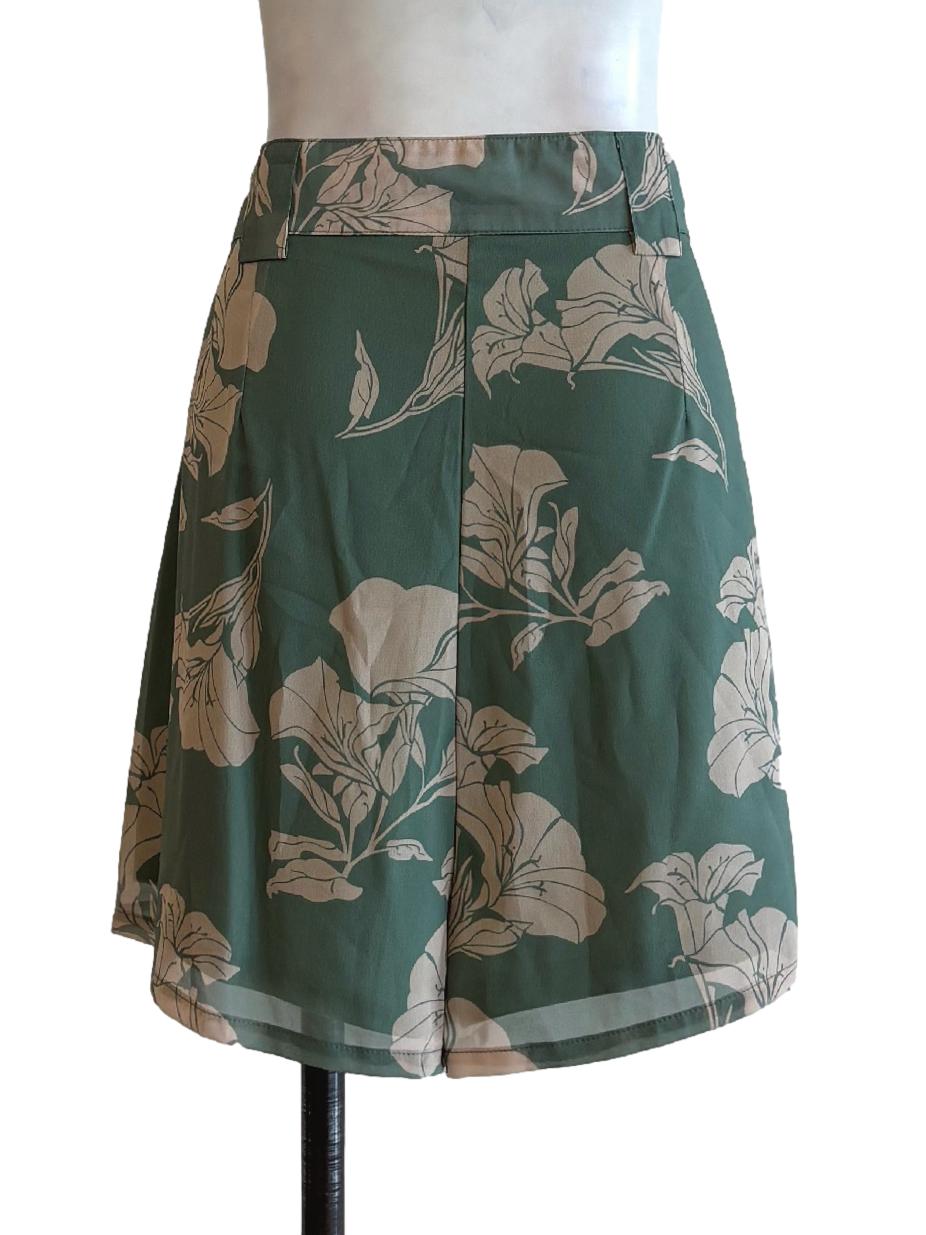 Basil Green Floral Lined Relaxed Shorts