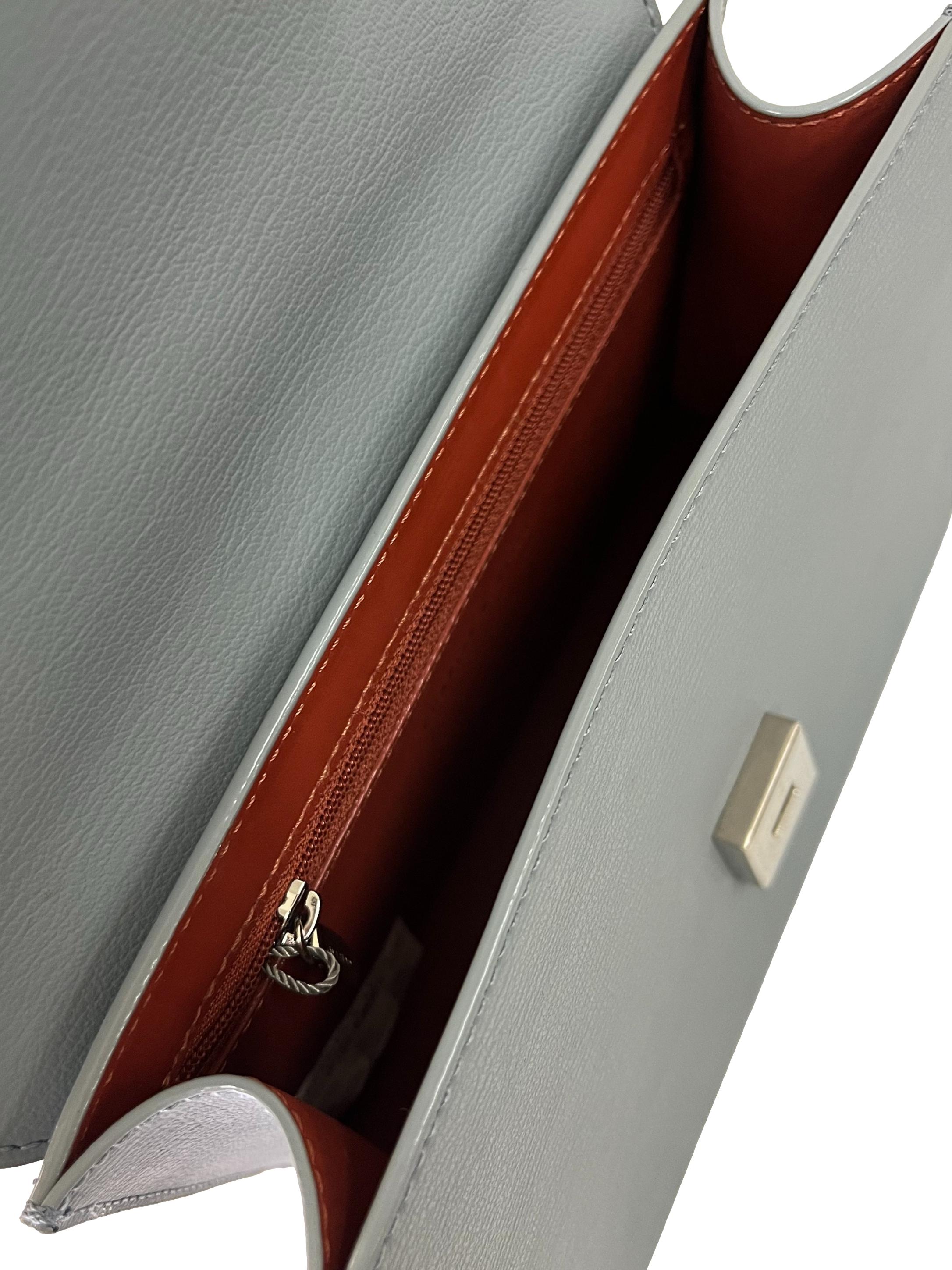 Blue PU Leather Front Flap Chain Handle Crossbody Bag CSN