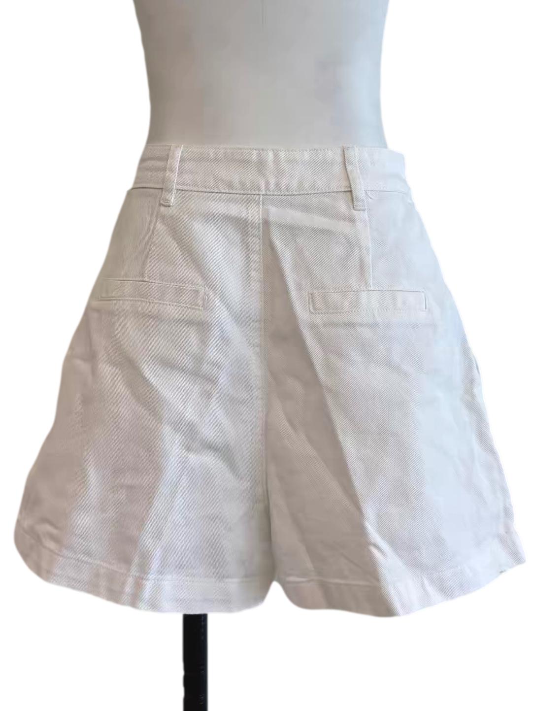 Powder White Denim Shorts