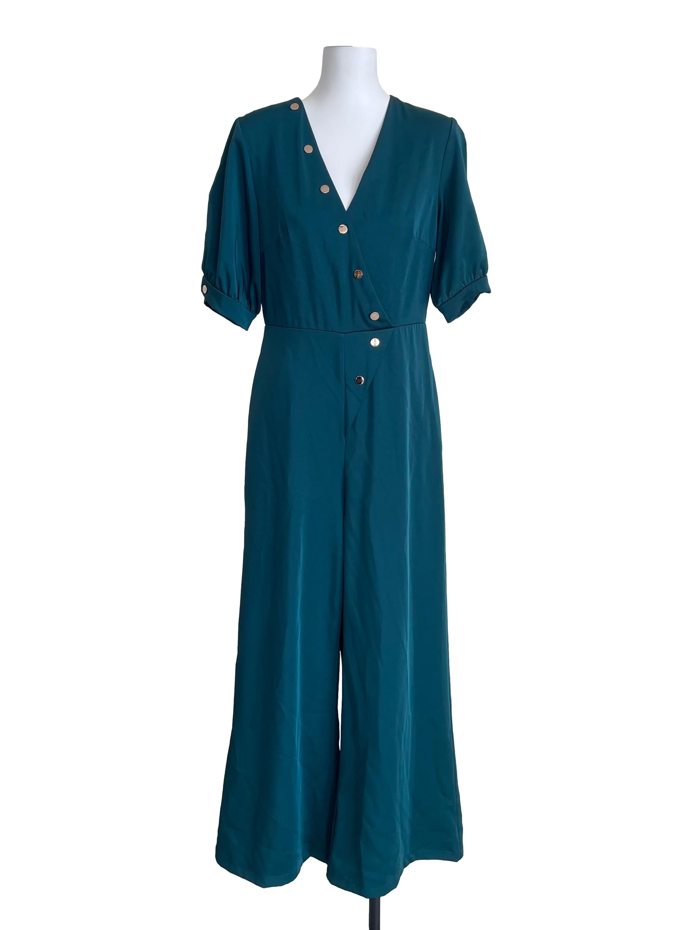Peacock Blue Wendy Wrap Jumpsuit