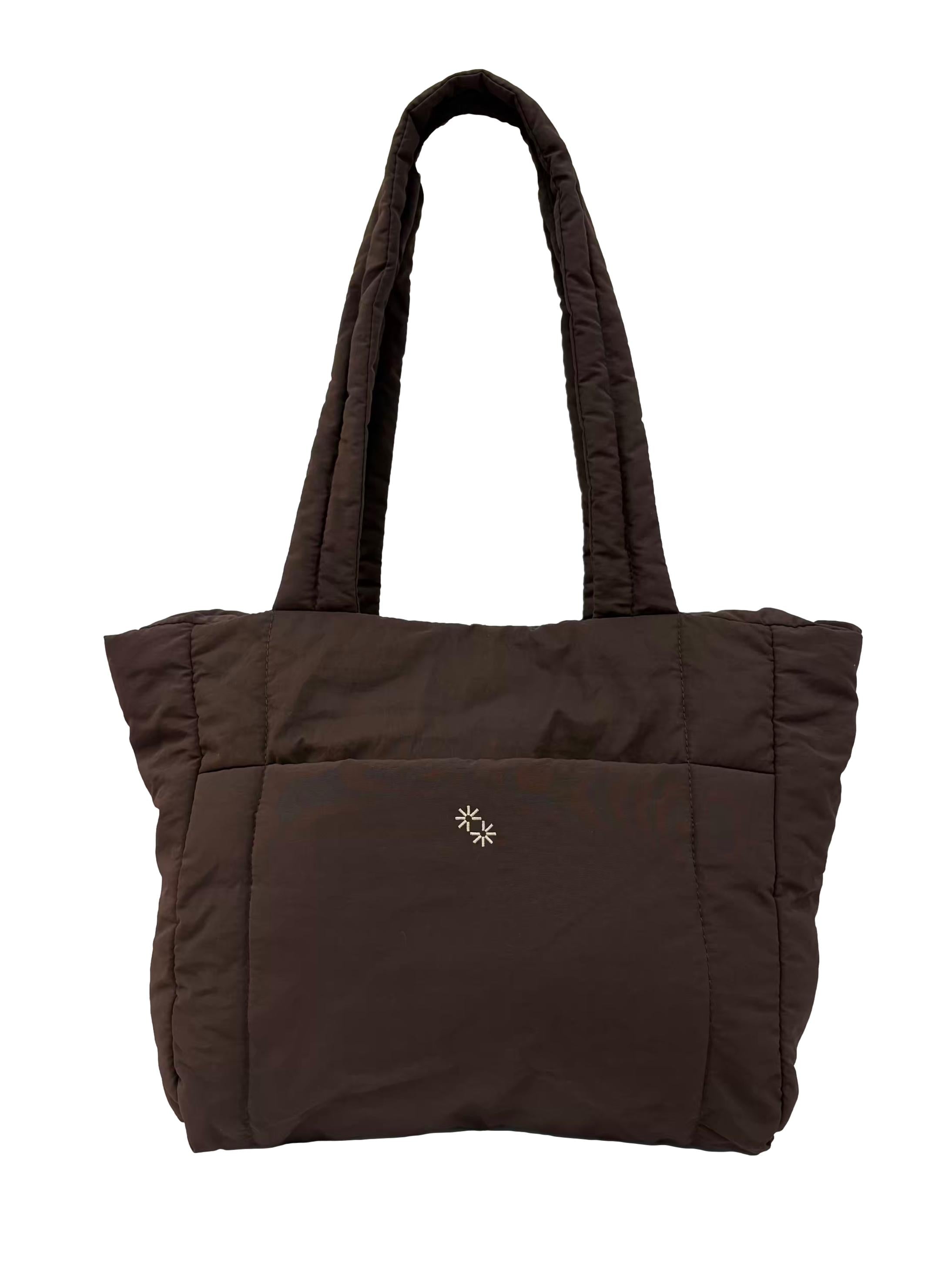 Brown Nylon Puffer Tote Bag CSN