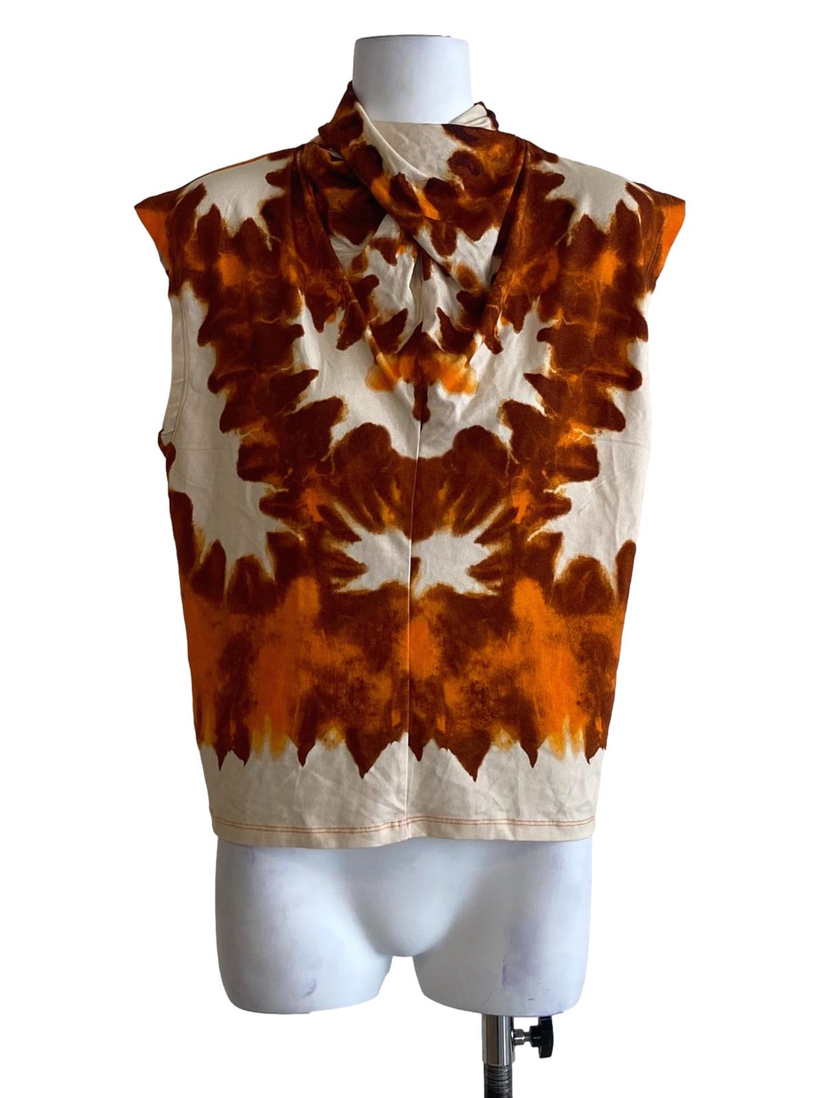 Orange Earth Tie-dye Draped T-Shirt