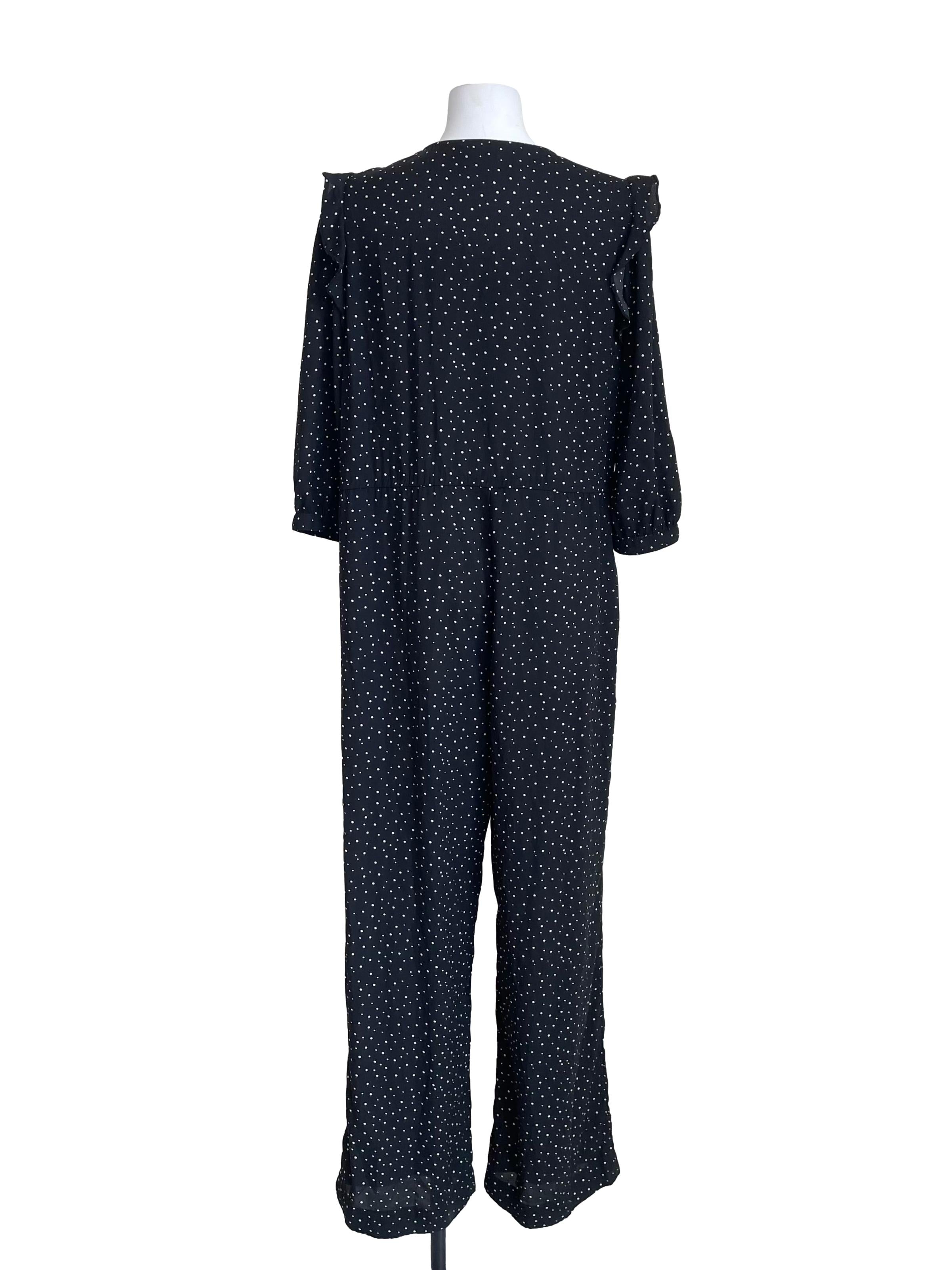 Coal Black Dots Wendy Wrap Jumpsuit